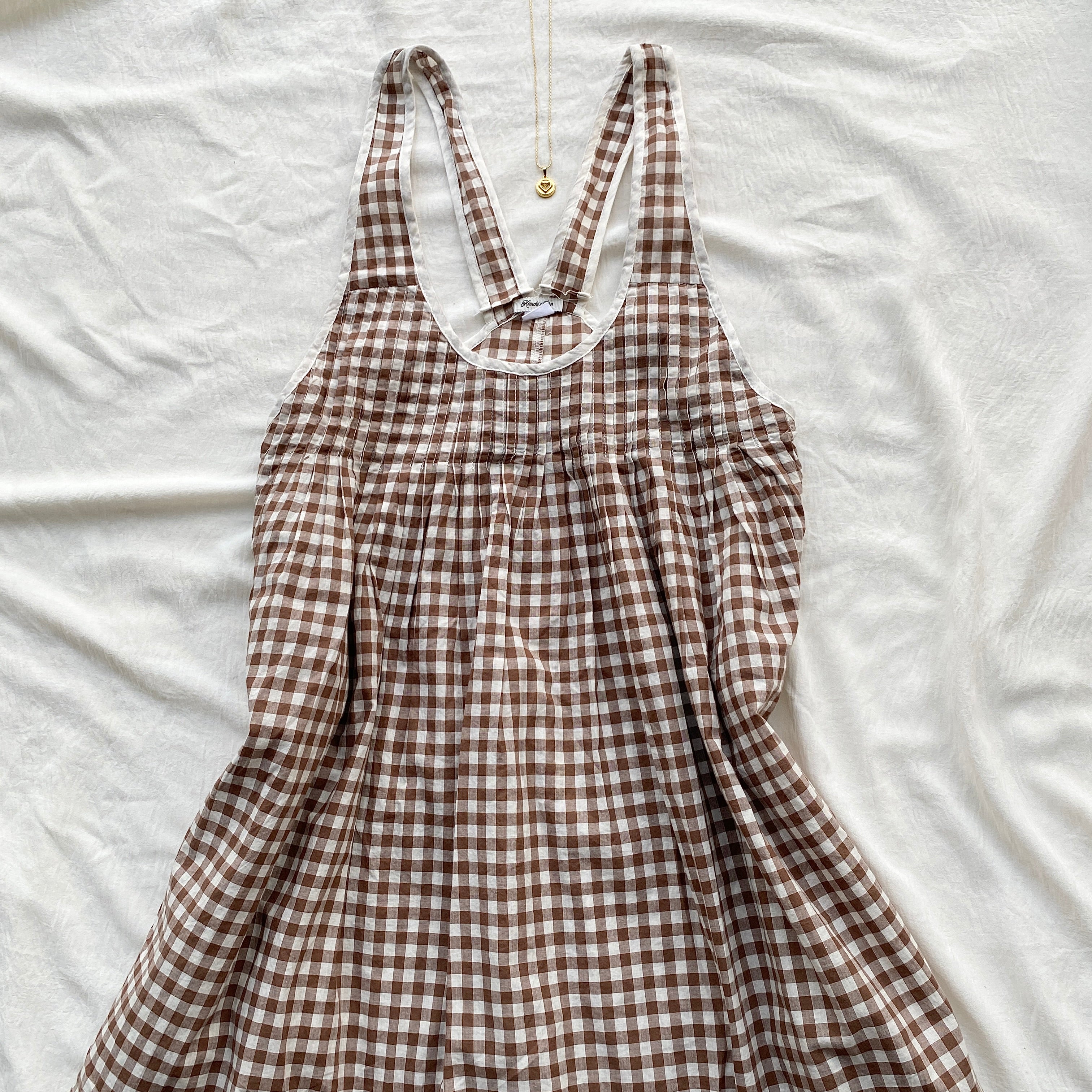 BROWN PLAID DRESS (Bust : 34-36, Upper Waist : 28-36)