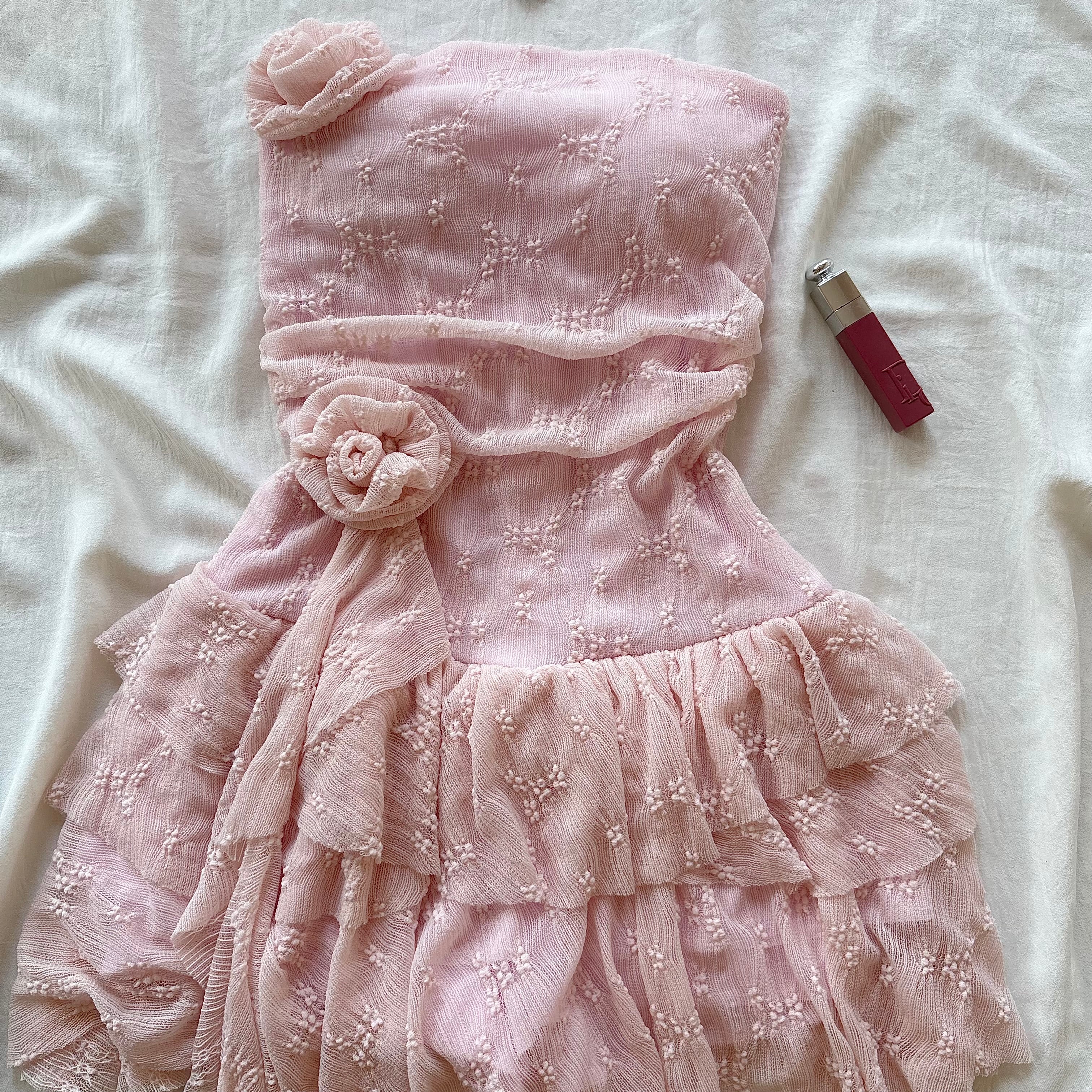ROSE DRESS IN PINK (Bust : 28-32, Upper Waist : 22-28)