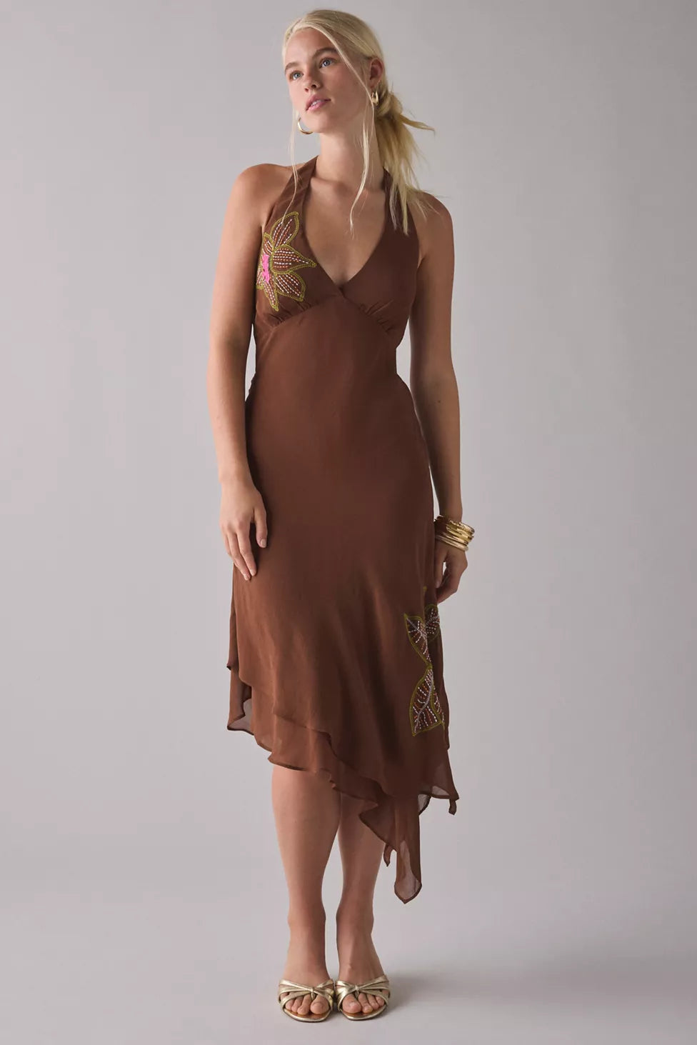 BROWN EMBROIDERED DRESS FROM URBAN OUTFITTERS (Multiple sizes available)