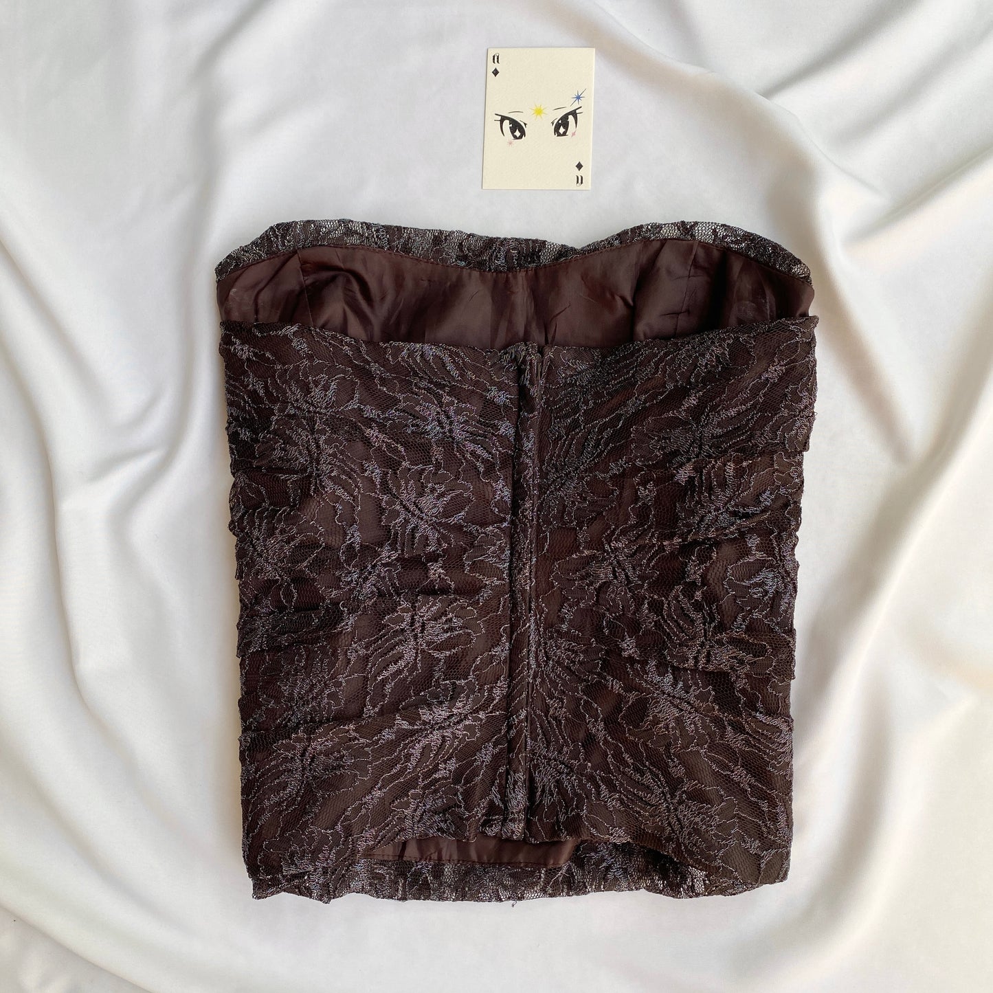 BROWN LACE RUCHED CORSET (Bust : 34-36, Upper Waist : 30-32)