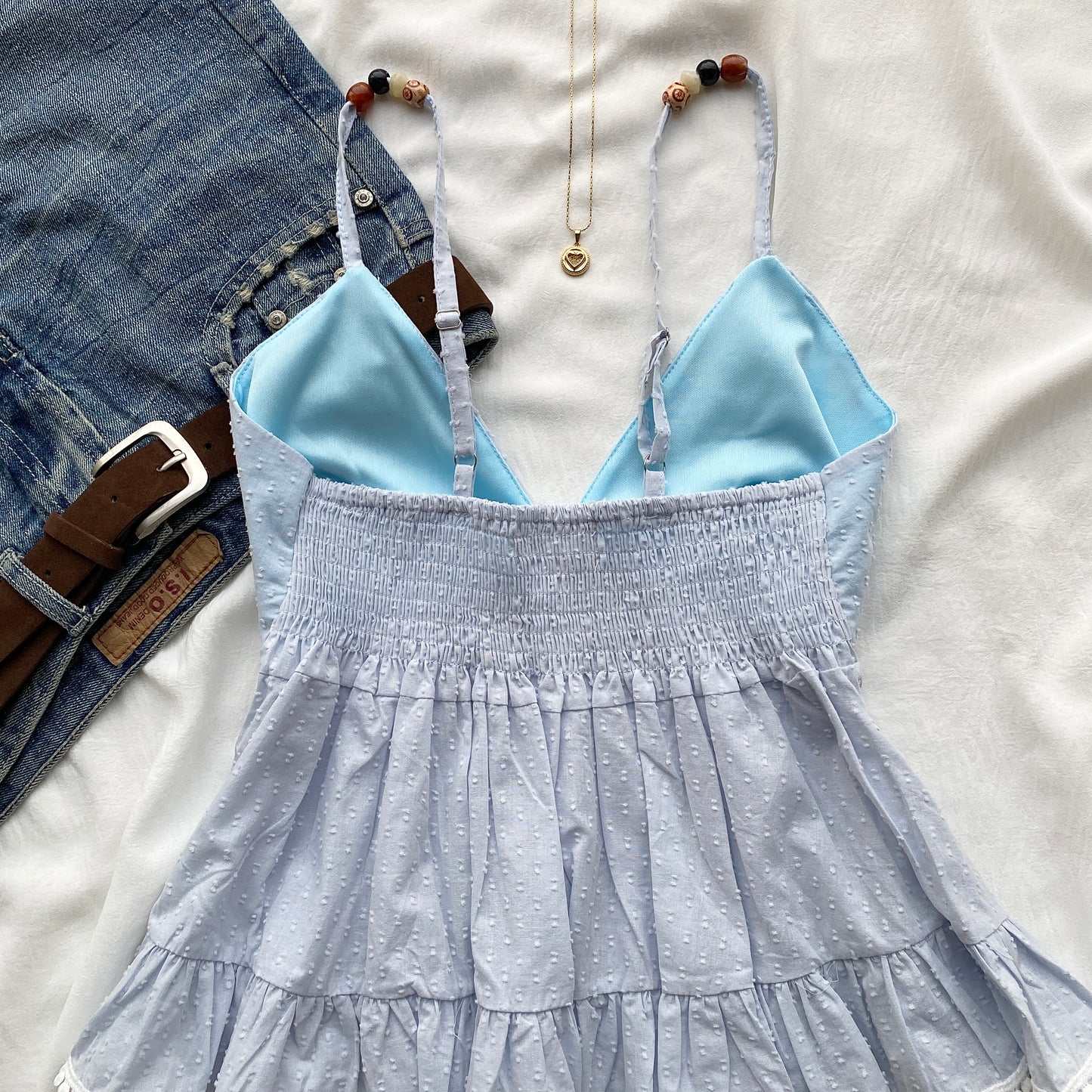 BLUE BEADED TOP (Bust : 28-34, Upper Waist : 24-28)