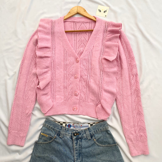 PINK KNIT WITH FRILLY DETAILS