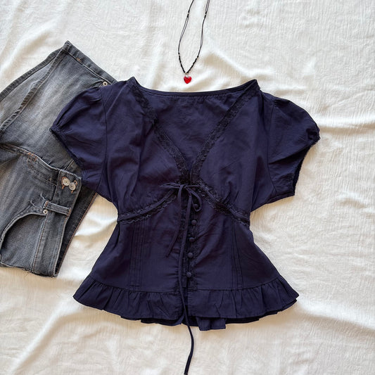 DARLING TOP IN NAVY BLUE (Bust : 30-34, Upper Waist : 24-28)