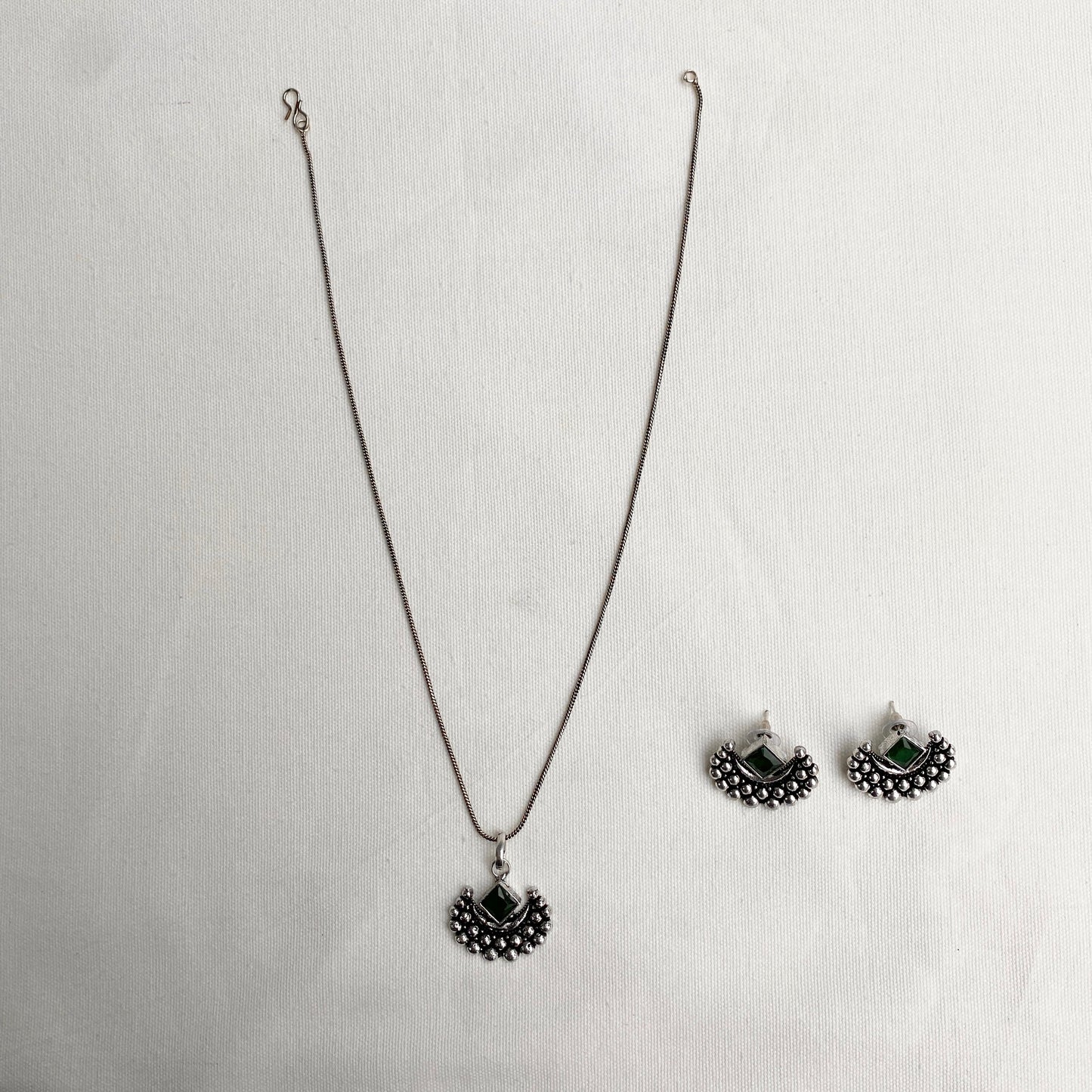CRESCENT STONE NECKLACE AND EARRING