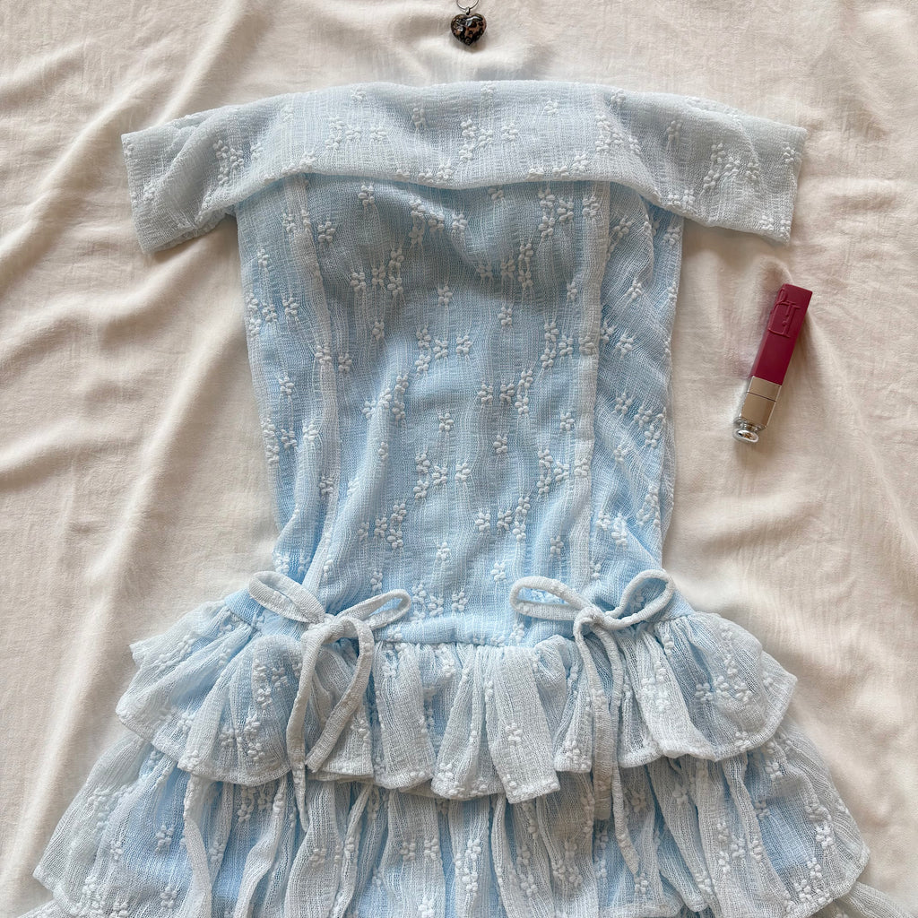 OFF SHOULDER DRESS IN BLUE (Bust : 28-32, Upper Waist : 22-28)