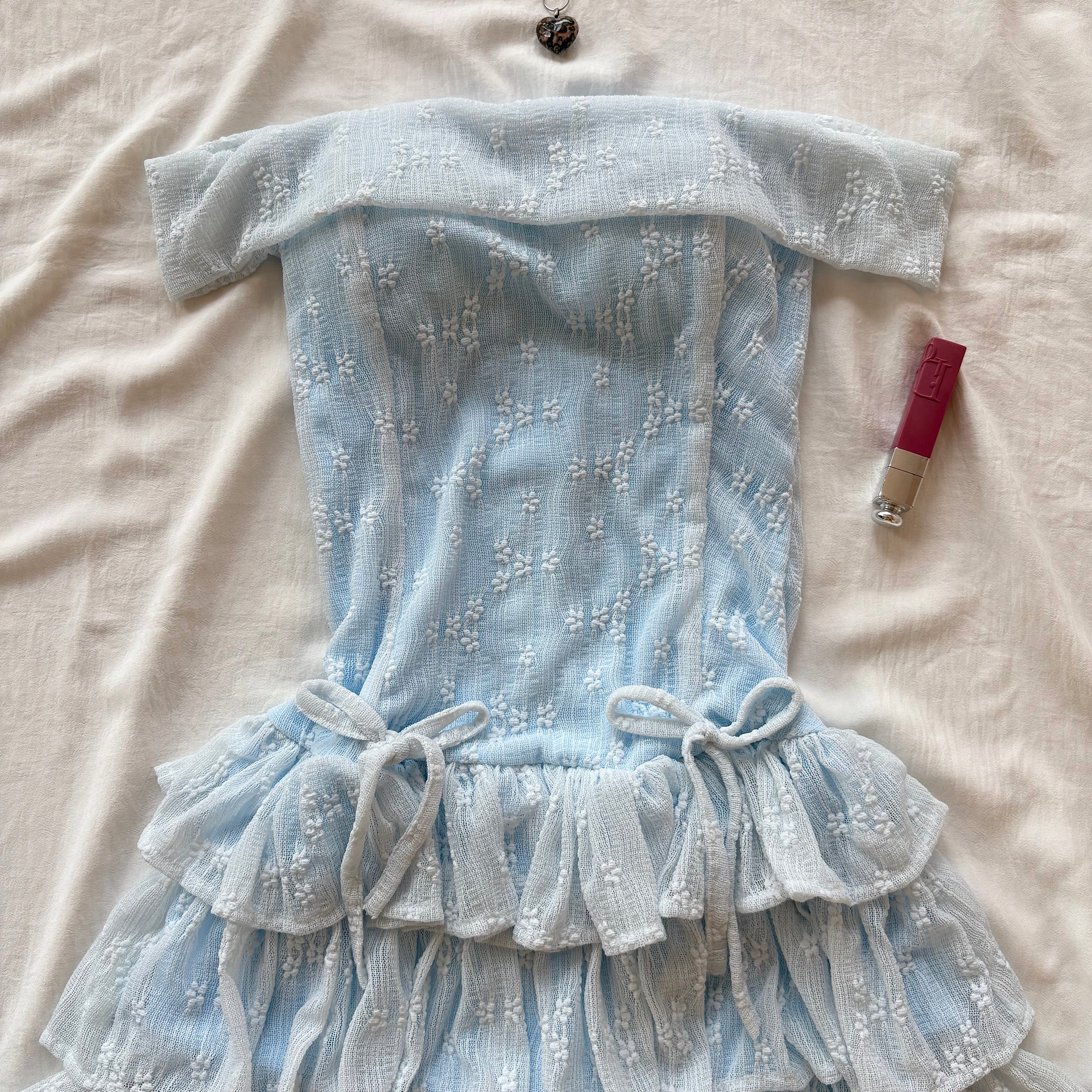 OFF SHOULDER DRESS IN BLUE (Bust : 28-32, Upper Waist : 22-28)