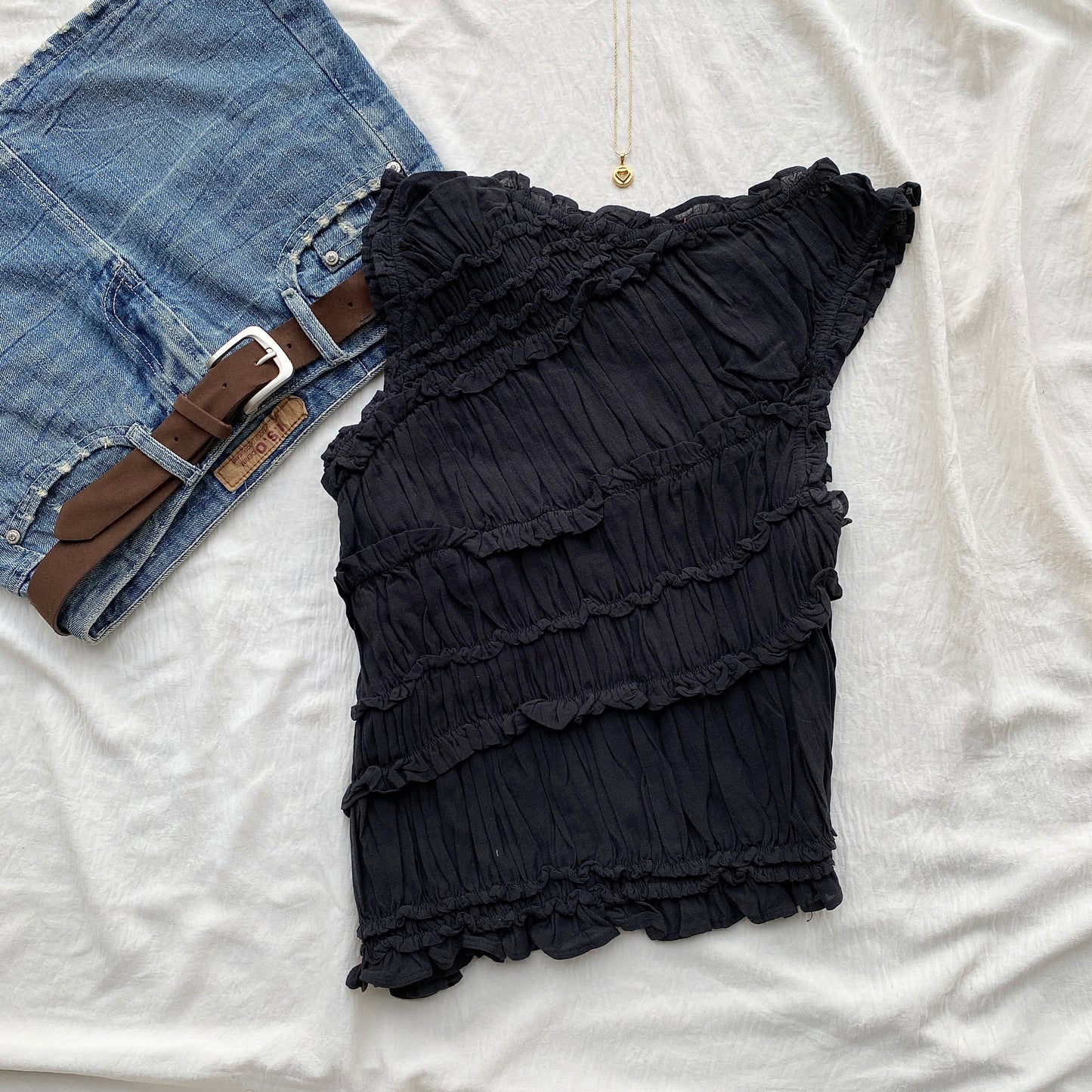 BLACK ASYMMETRIC TOP FROM FREE PEOPLE (Bust : 34-38, Upper Waist : 28-36)