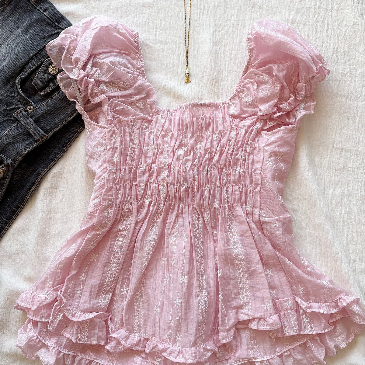 ODETTA TOP IN PINK (Bust : 30-34, Upper Waist : 24-28)