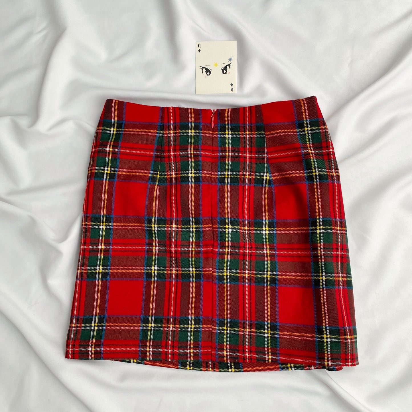 RED PLAID SKIRT (Waist : 24-26)