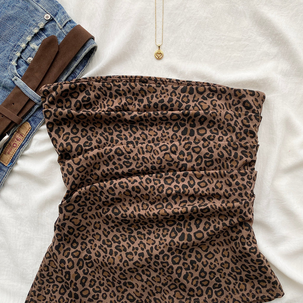 ANIMAL PRINT RUCHED TOP (Bust : 30-34, Upper Waist : 26-32)