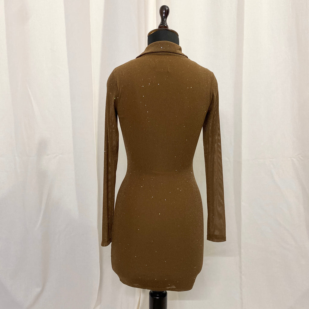 BROWN SHIMMERY DRESS FROM PRINCESS POLLY (Bust : 30-34, Upper Waist : 23-28)