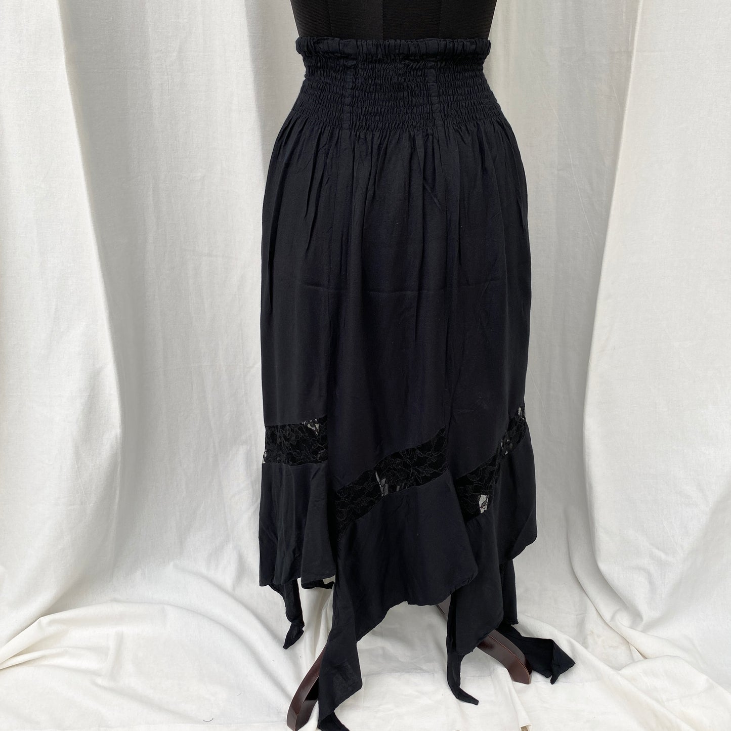 BLACK BOHO SKIRT (Waist : 34-40)