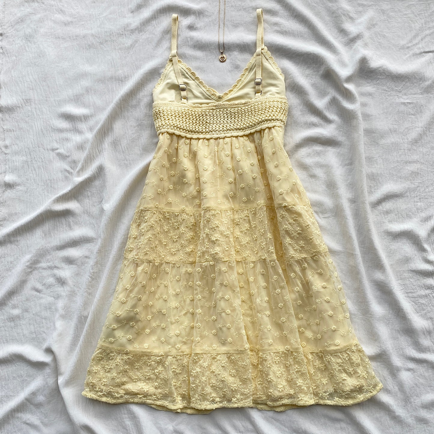 YELLOW CROCHET DRESS FROM HOLLISTER (Bust : 30-34, Upper Waist : 24-28)