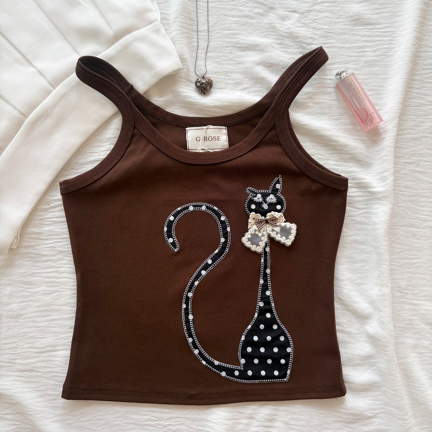 CAT TANK TOP IN BROWN (Bust : 30-34, Upper Waist : 24-28)