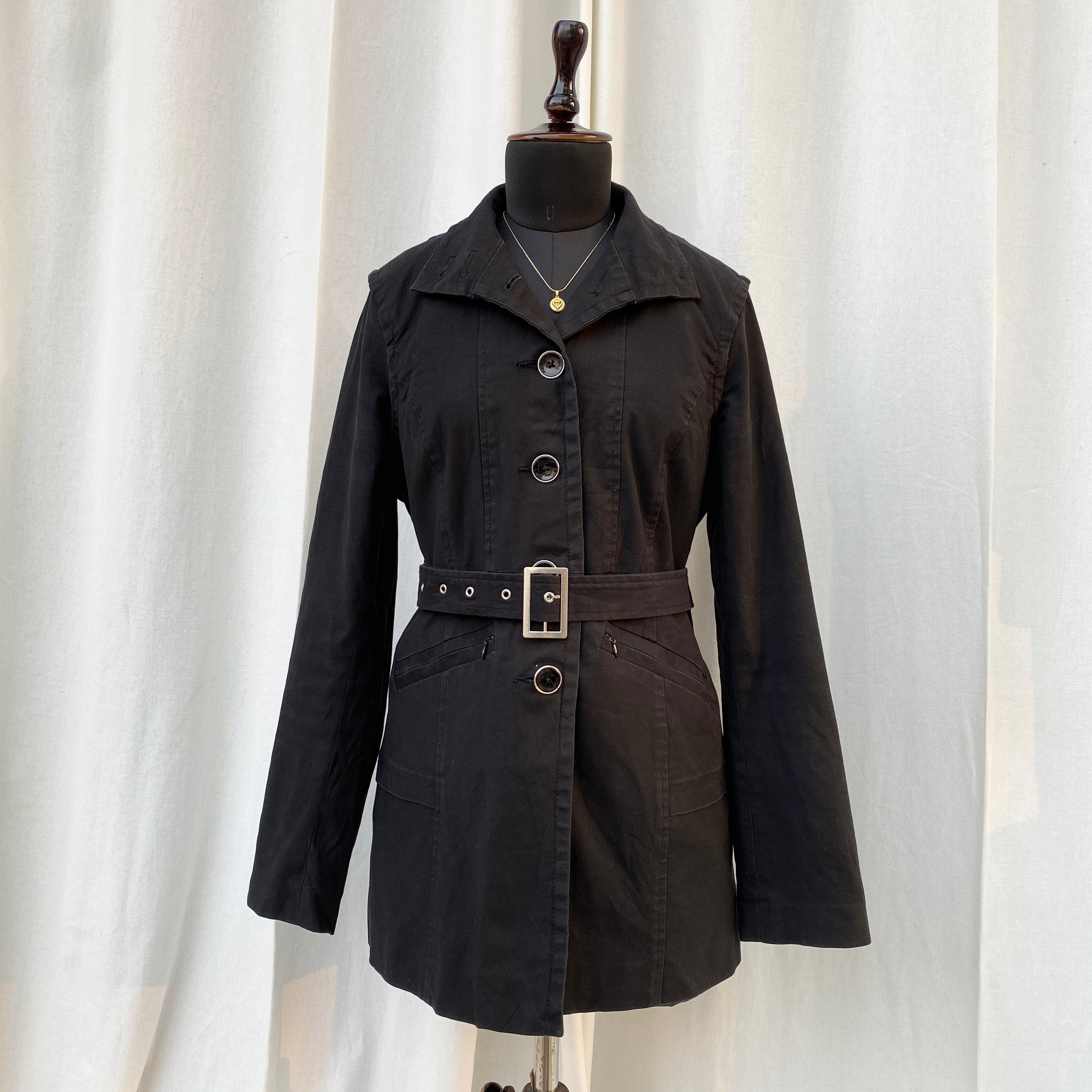 BLACK TRENCH COAT (XS/S/M Adjustable)