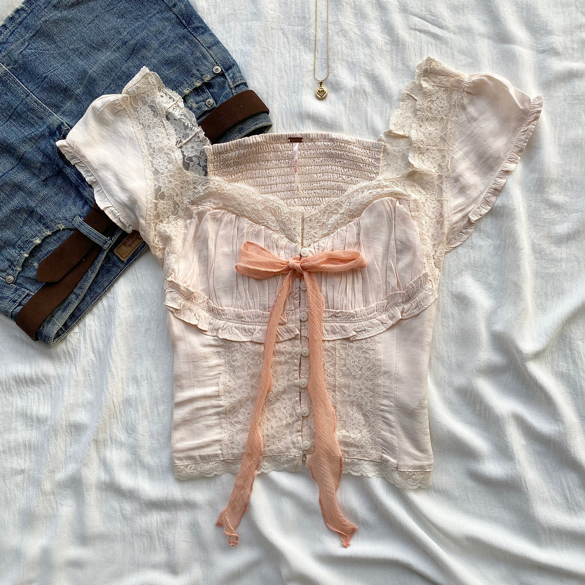 PEACH BLOUSE FROM FREE PEOPLE (Bust : 34-36, Upper Waist : 28-32)