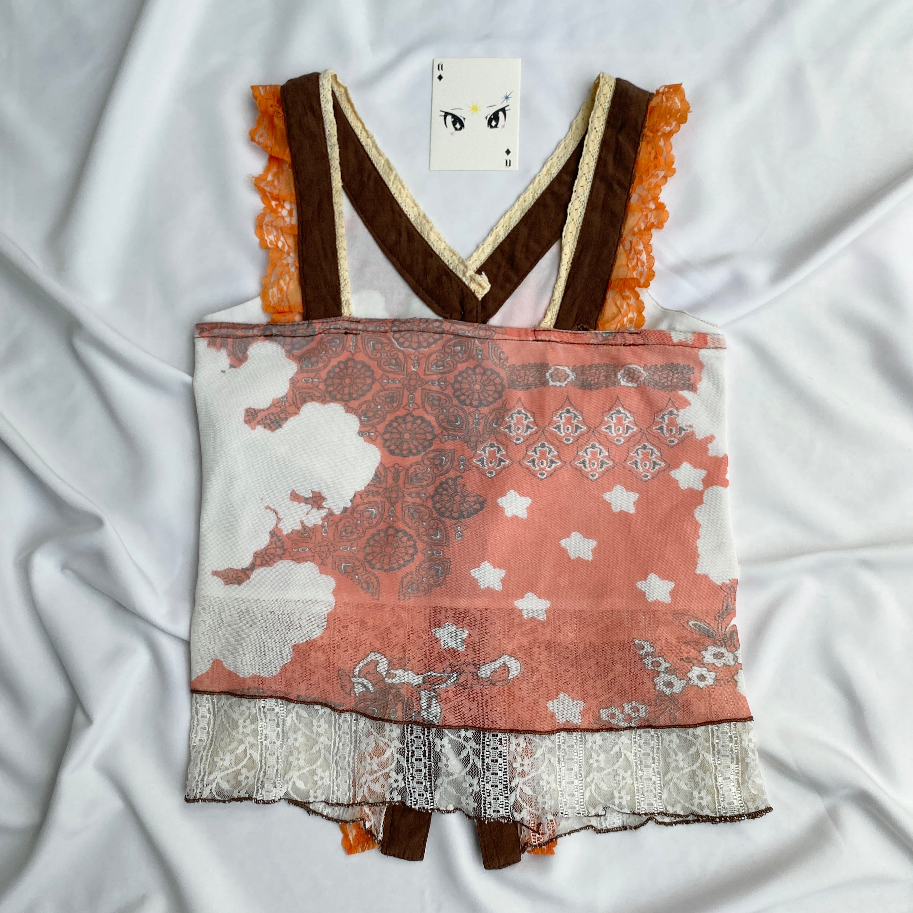 ORANGE BUTTON DOWN TOP (Bust : 34-38, Upper Waist : 29-36)