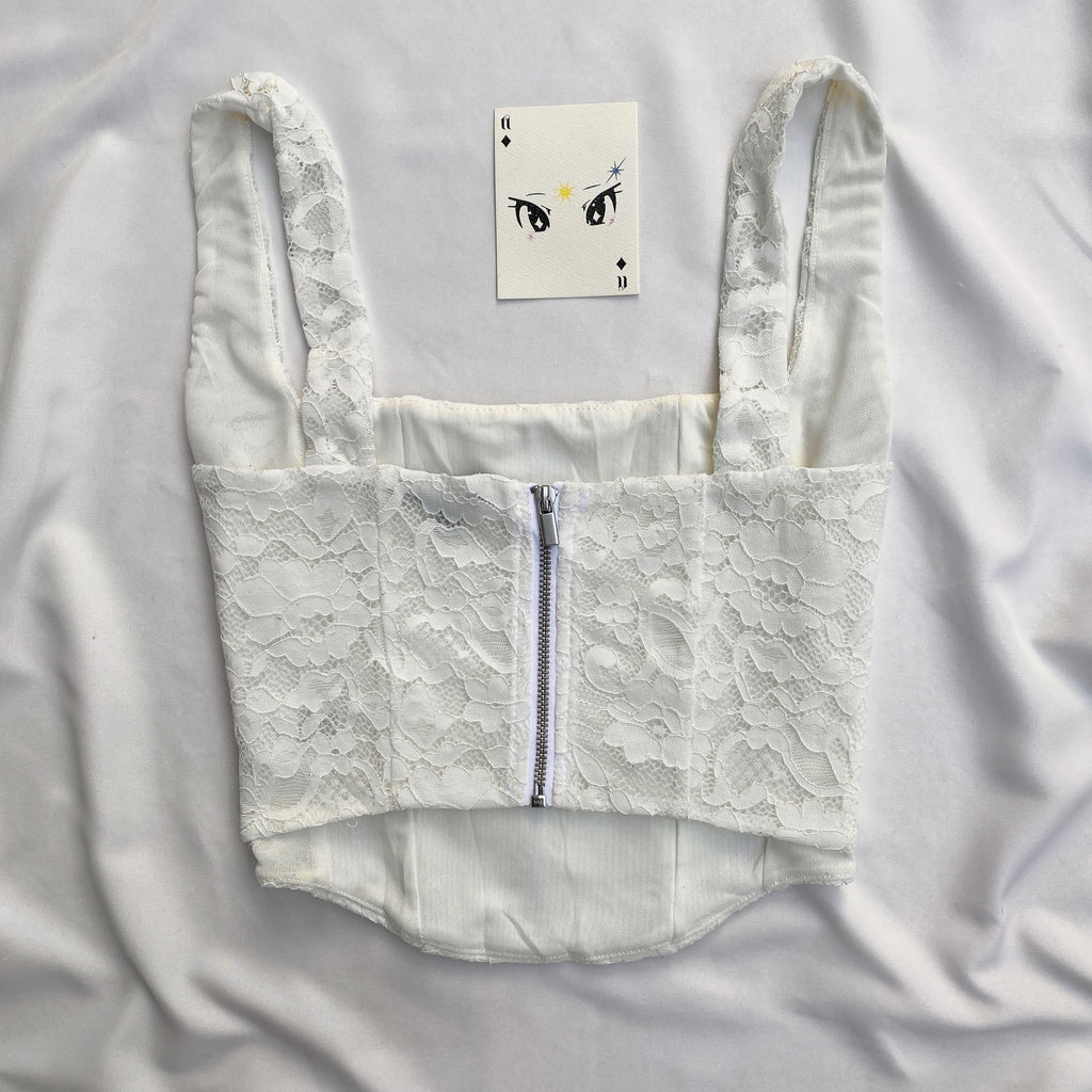 WHITE LACE CORSET (Bust : 30-34, Upper Waist : 26-30)