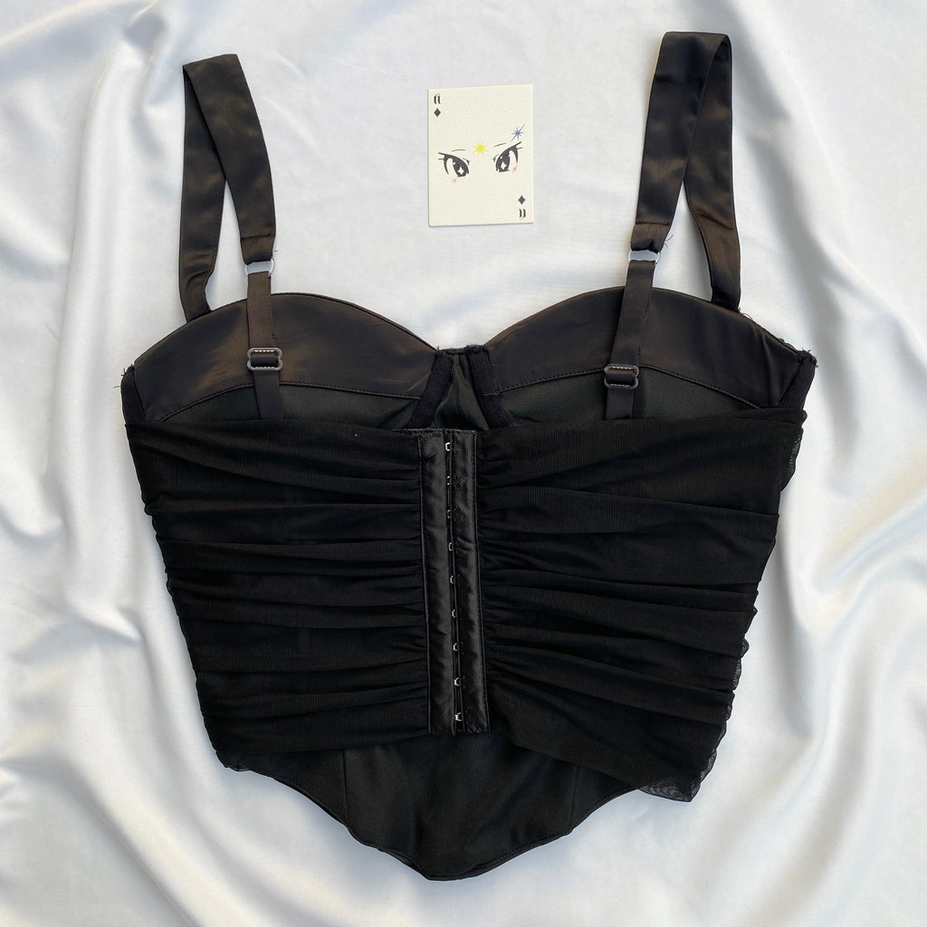 BLACK RUCHED CORSET (Bust : 36-40, Upper Waist : 32-36)