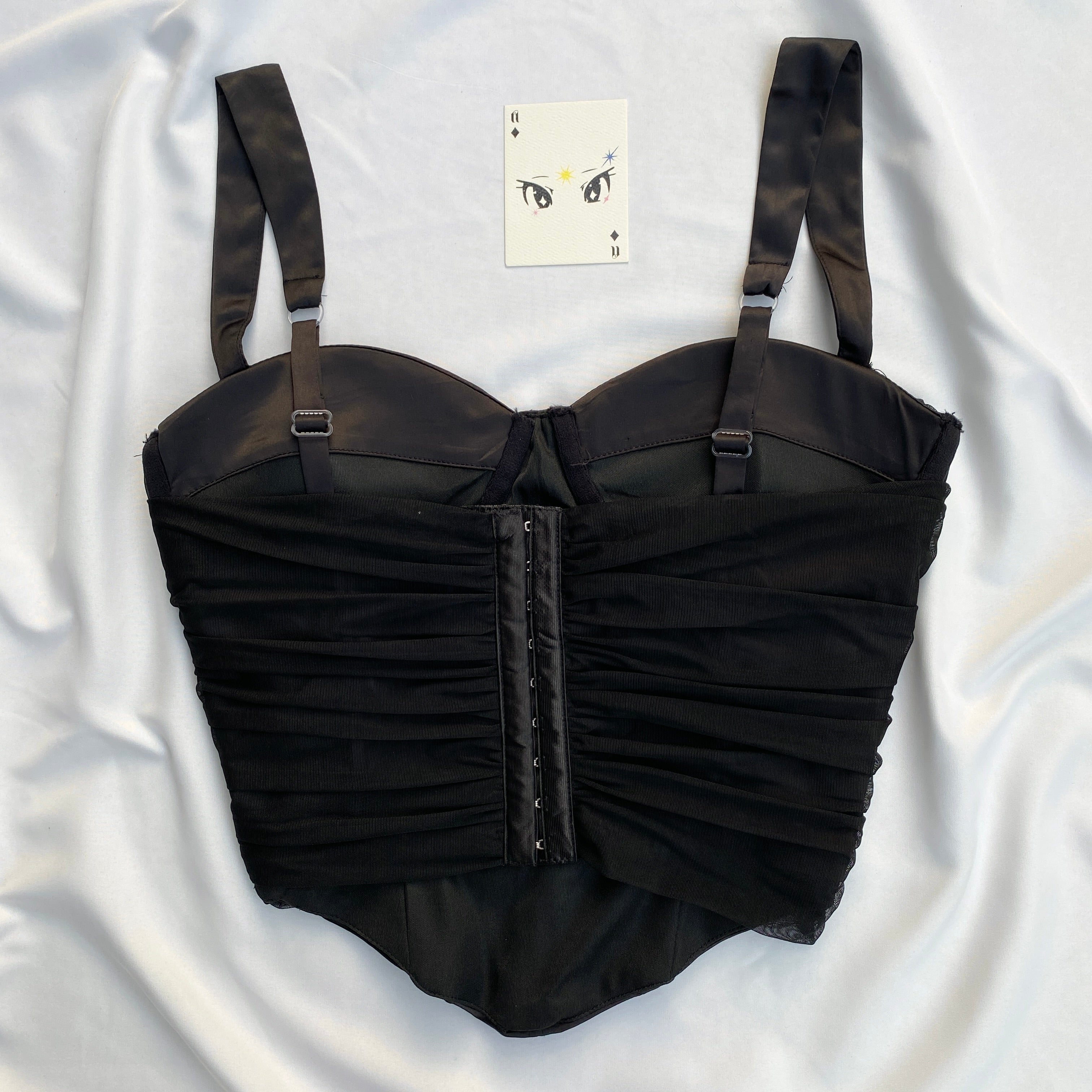 BLACK RUCHED CORSET (Bust : 36-40, Upper Waist : 32-36)