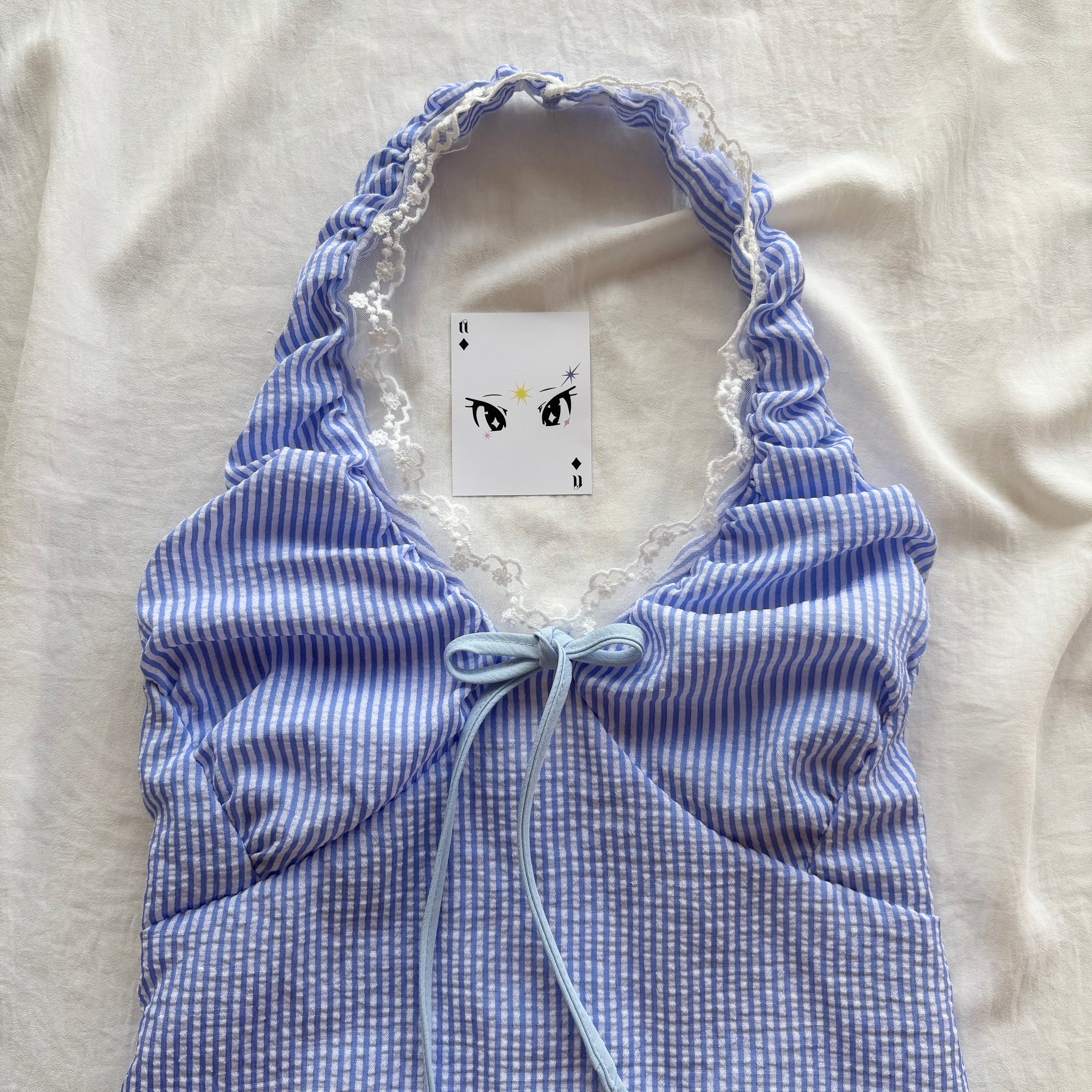 BLUE HALTER TOP  (Bust : 30-34, Upper Waist : 23-28)