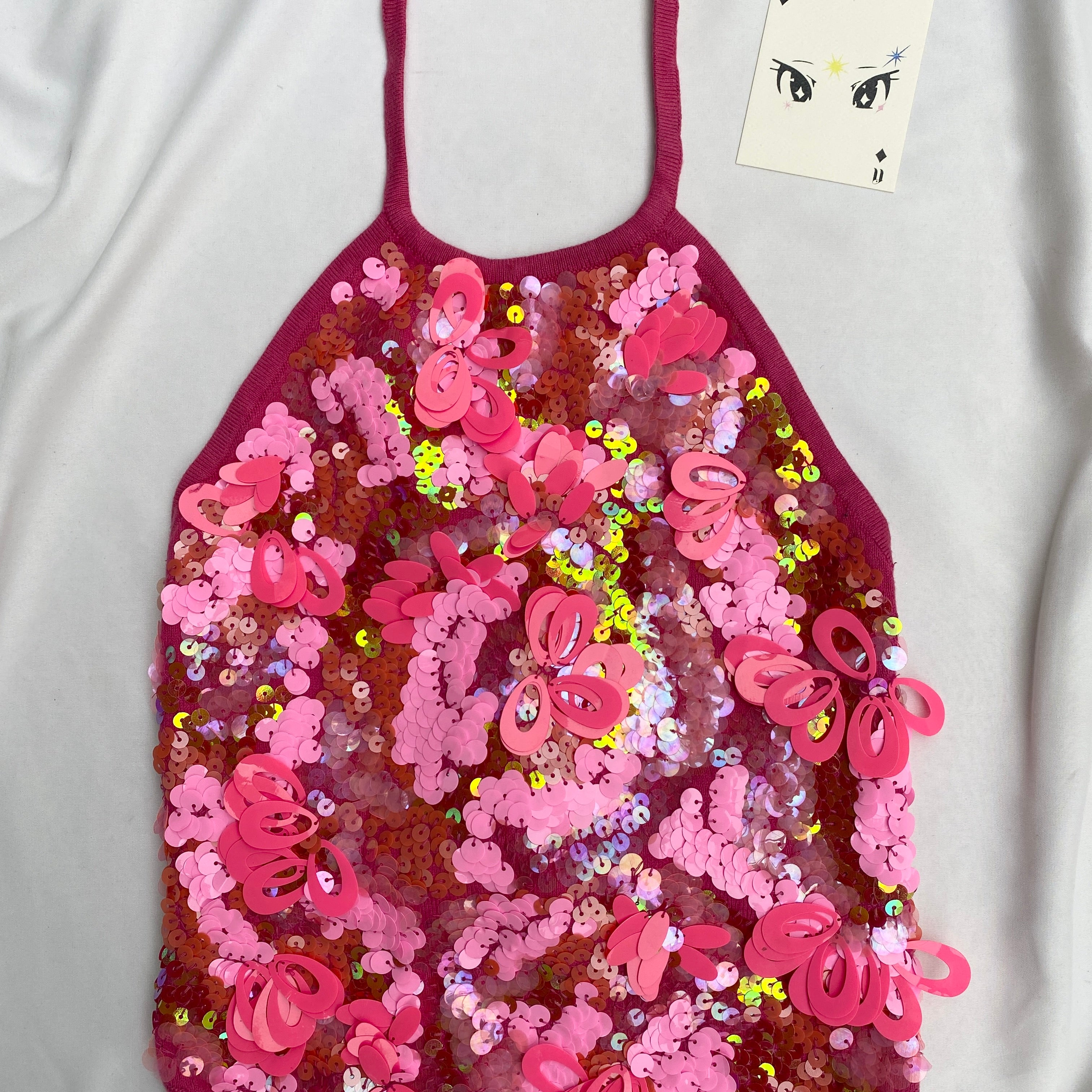 PINK SEQUINNED BACKLESS TOP FROM ZARA  (Bust : 28-32, Upper Waist : 22-26)