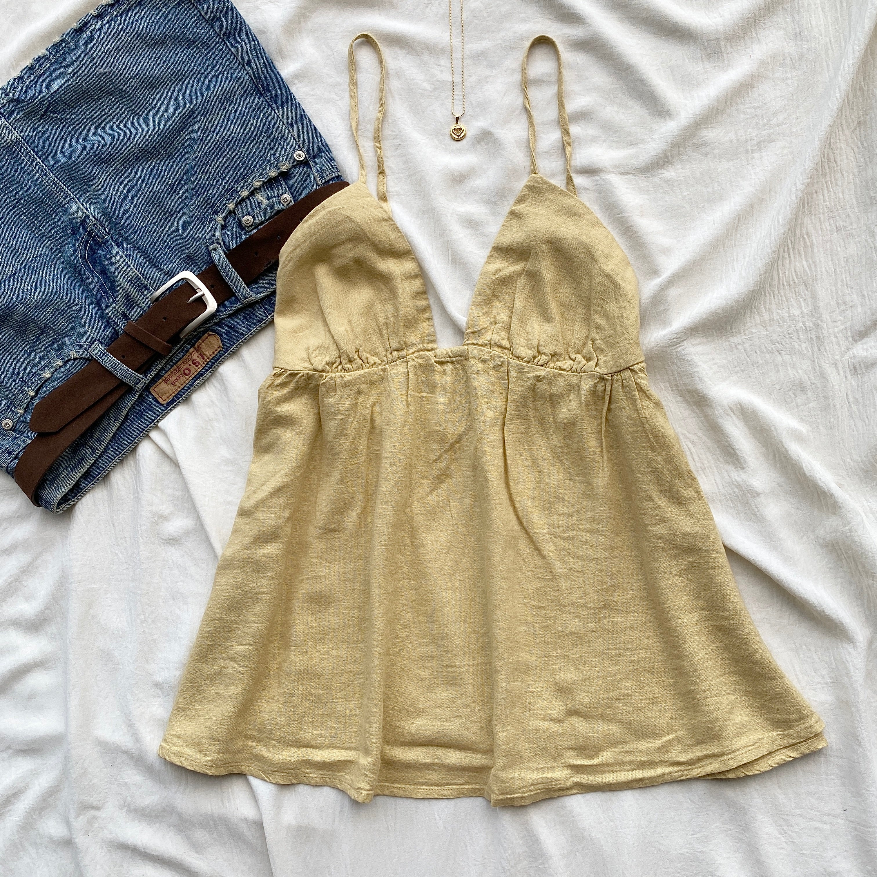 YELLOW BABYDOLL TOP FROM FREE PEOPLE (Sizes available)