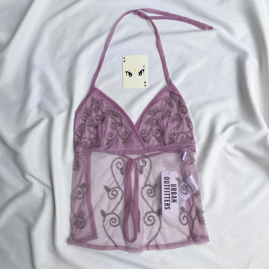 PURPLE EMBELLISHED HALTER TOP TROM URBAN OUTFITTERS (Multiple sizes available)