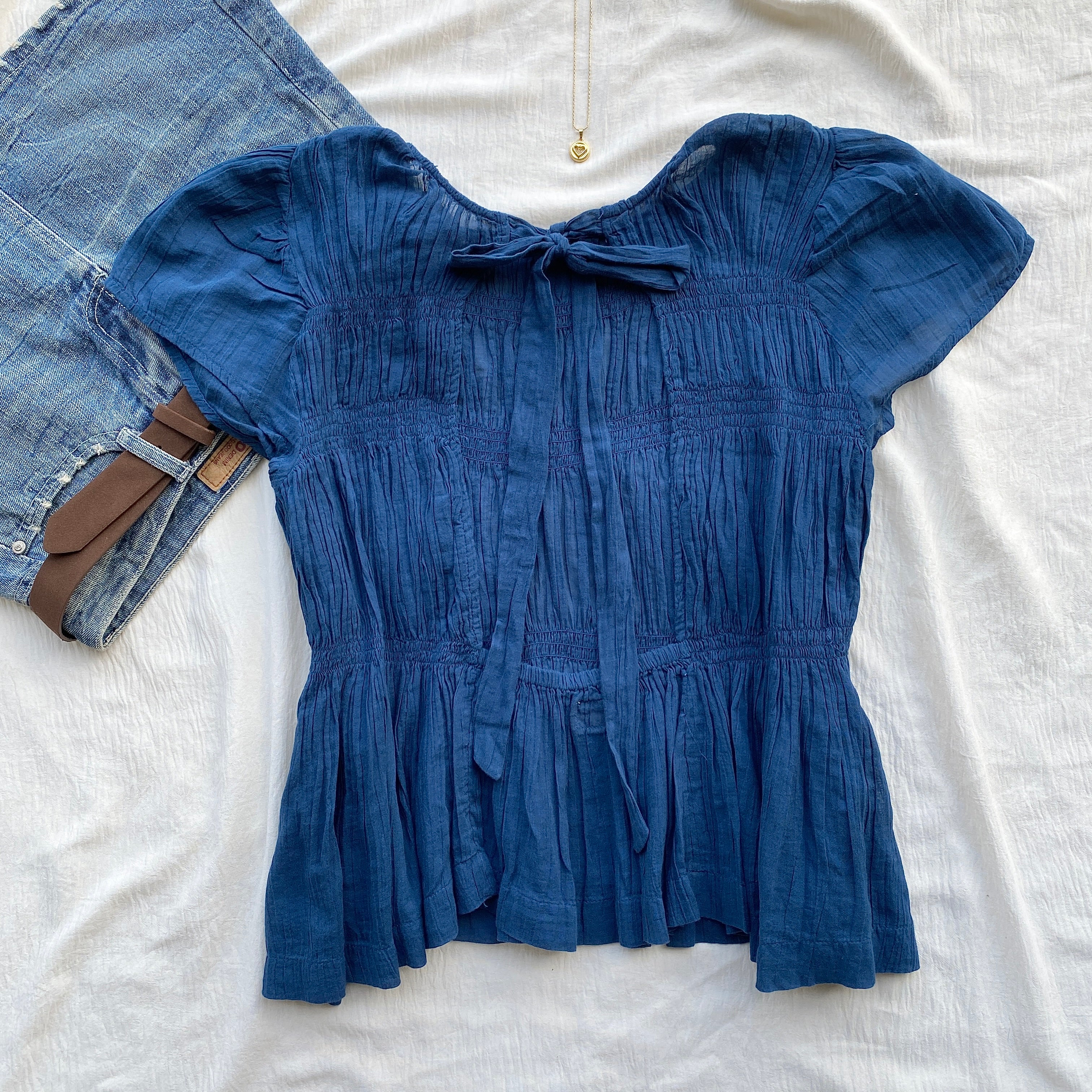 NAVY BLUE TOP FROM FREE PEOPLE (Bust : 36-38, Upper Waist : 30-34)