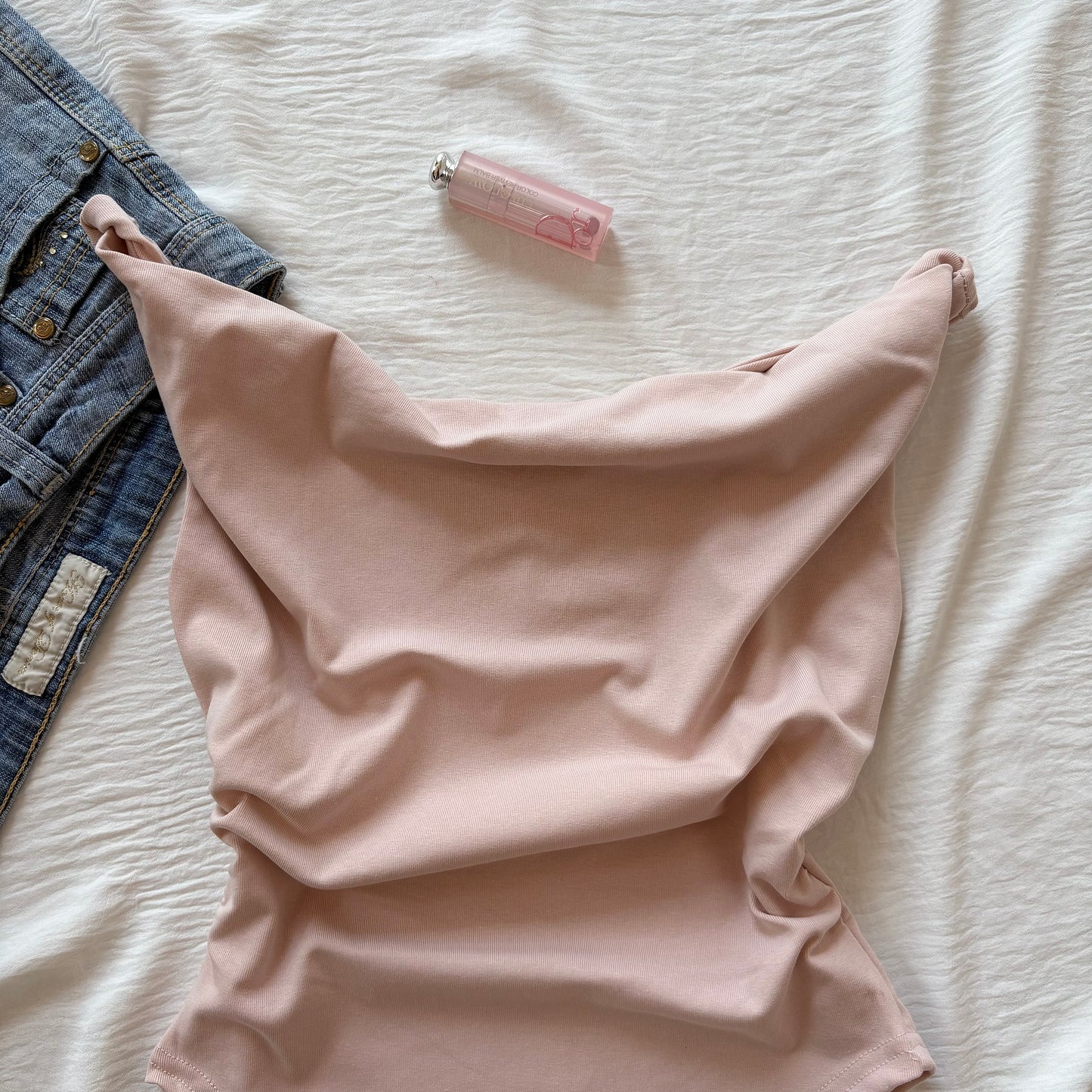 ASYMMETRIC TOP IN BLUSH PINK (Bust : 30-34, Upper Waist : 26-32)