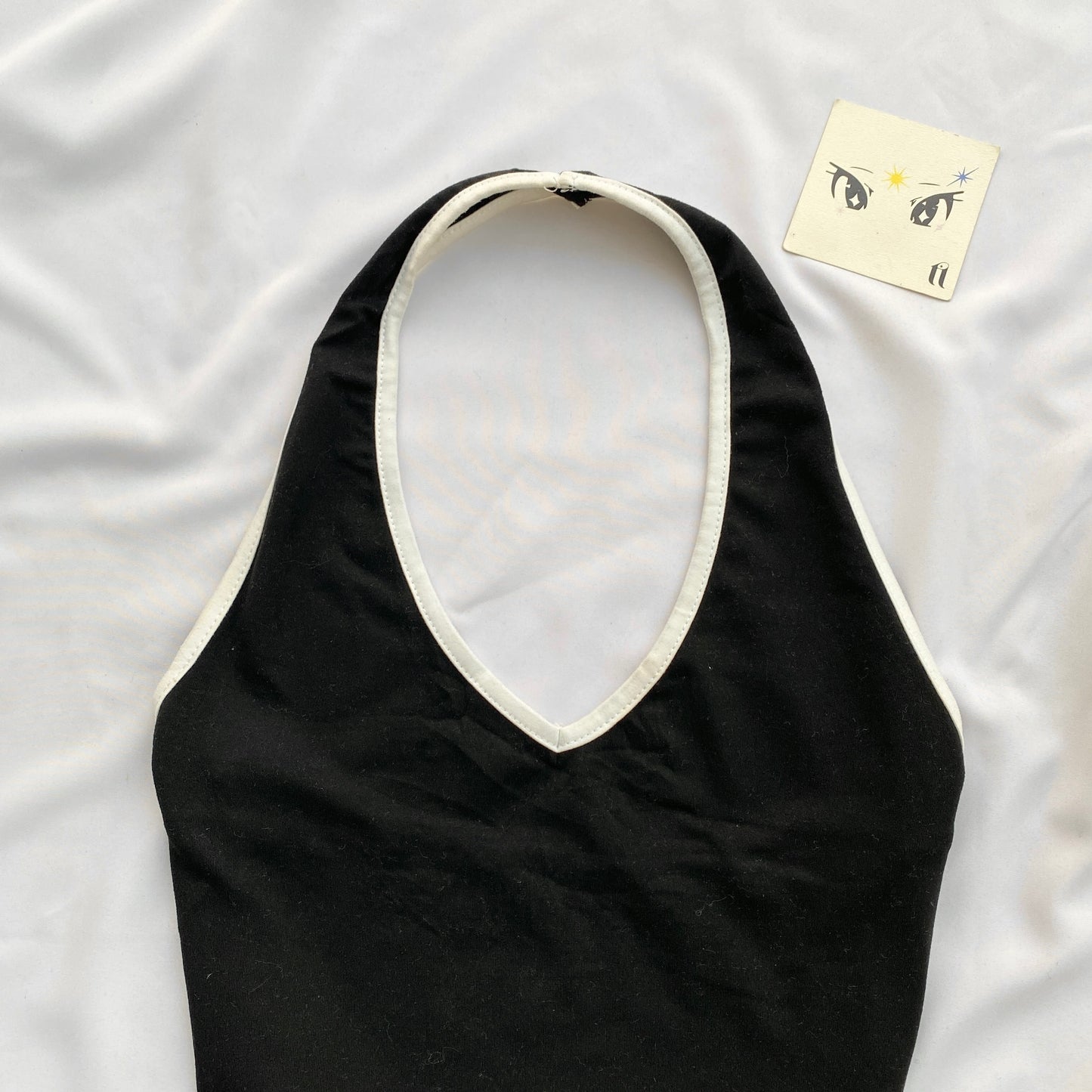 BLACK HALTER TOP