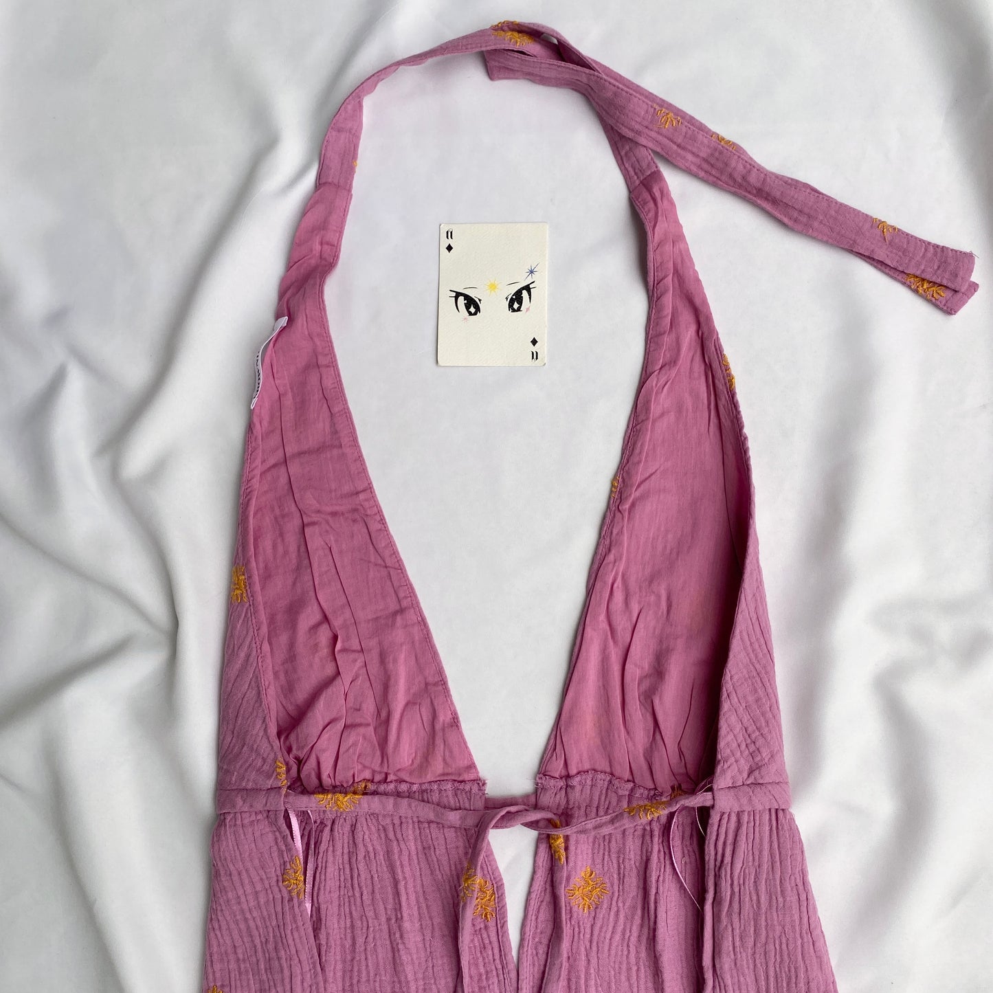 PINK EMBROIDERED HALTER TOP (TWO SIZES)