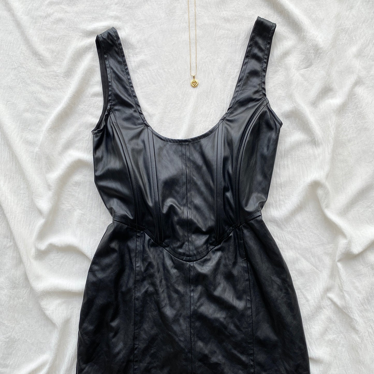 FAUX LEATHER CORSET DRESS (Bust : 30-34, Upper Waist : 24-28)
