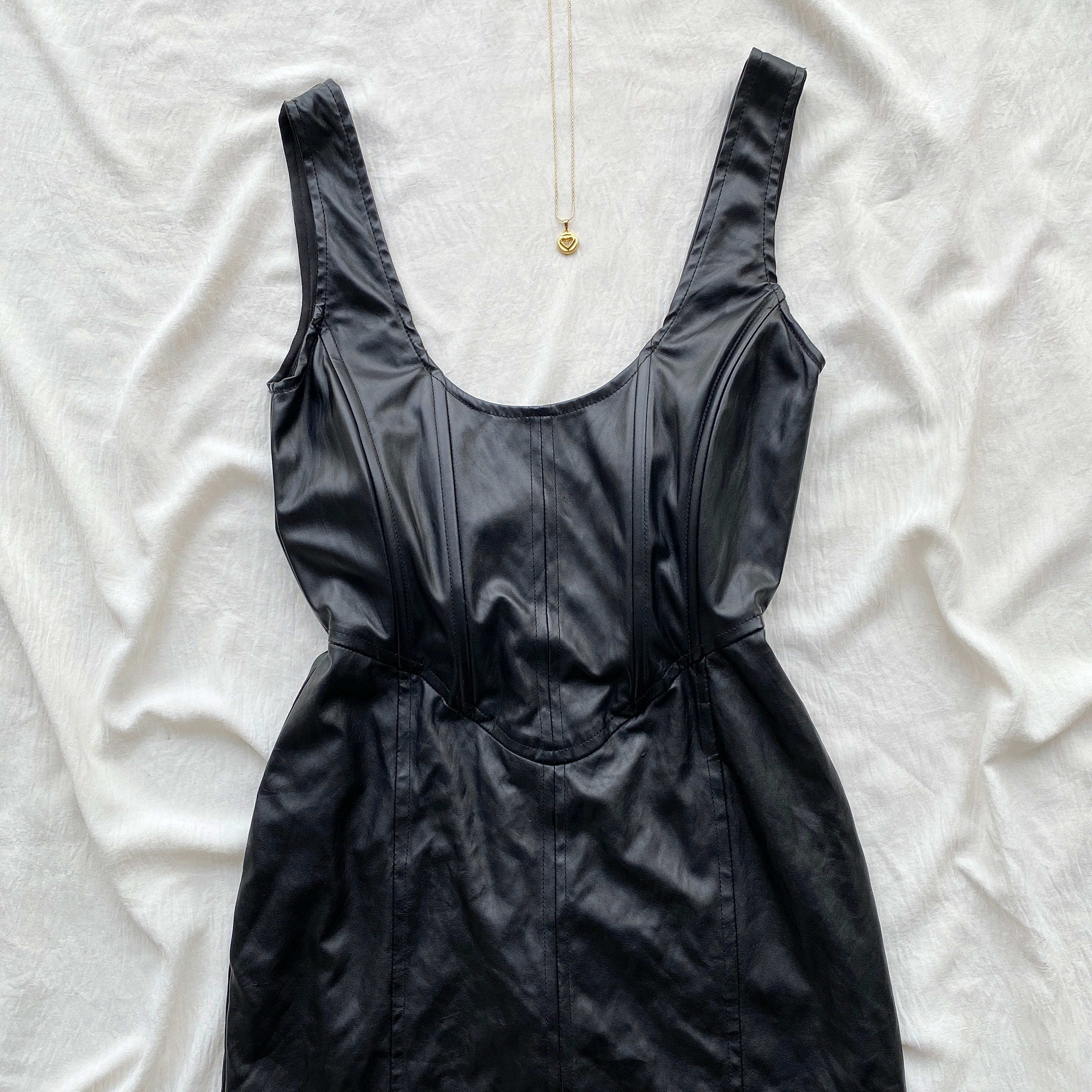 FAUX LEATHER CORSET DRESS (Bust : 30-34, Upper Waist : 24-28)
