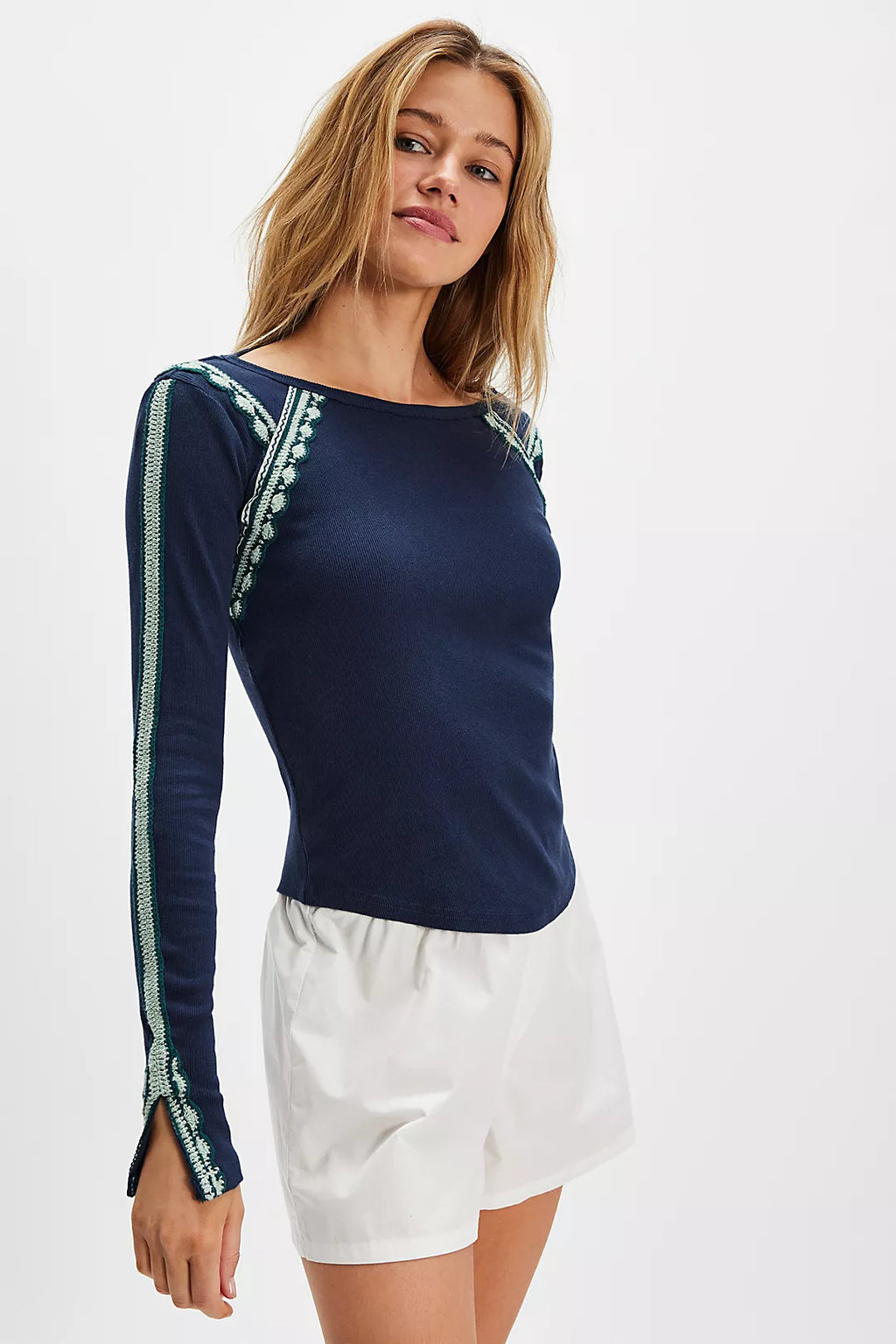 NAVY BLUE EMBROIDERED TOP (Two sizes available)