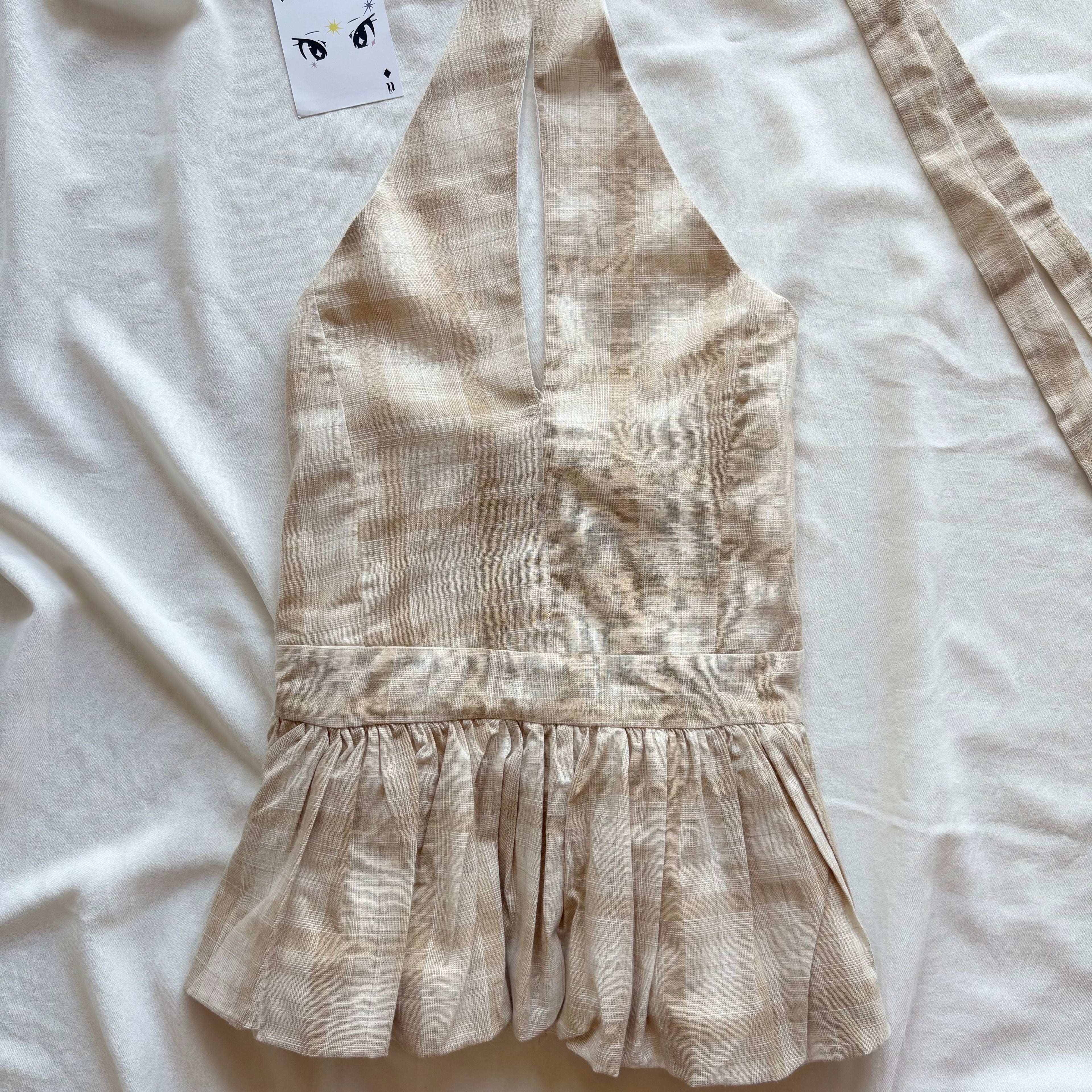 BROWN PLAID HALTER TOP (Bust : 30-32, Upper Waist : 24-28)