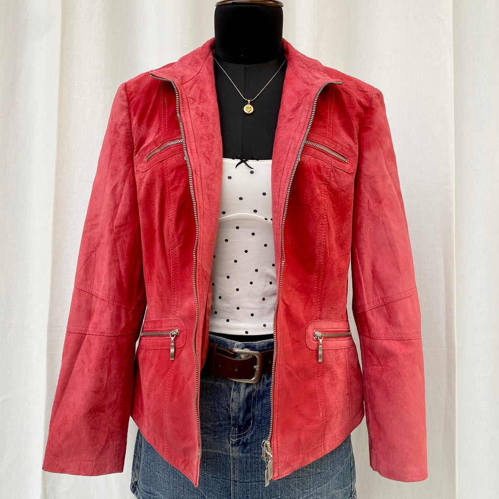 RED LEATHER JACKET (Fits XS/S)