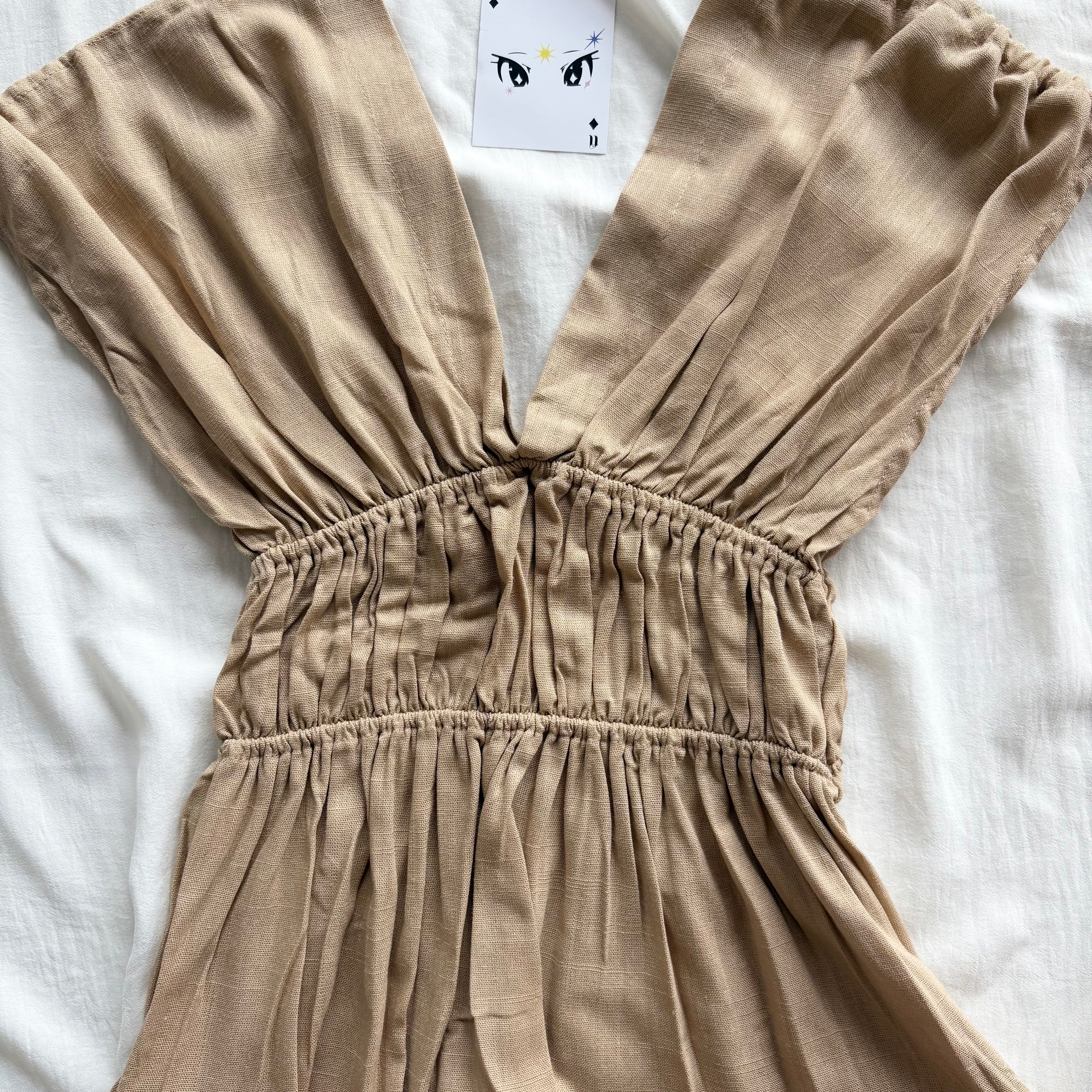 KHAKI LINEN TOP  (Bust : 30-34, Upper Waist : 24-28)