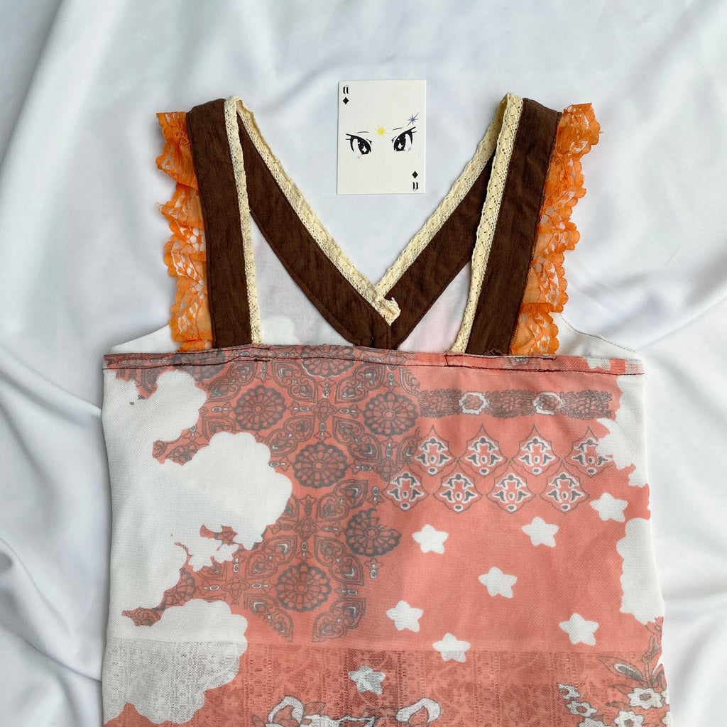 ORANGE BUTTON DOWN TOP (Bust : 34-38, Upper Waist : 29-36)