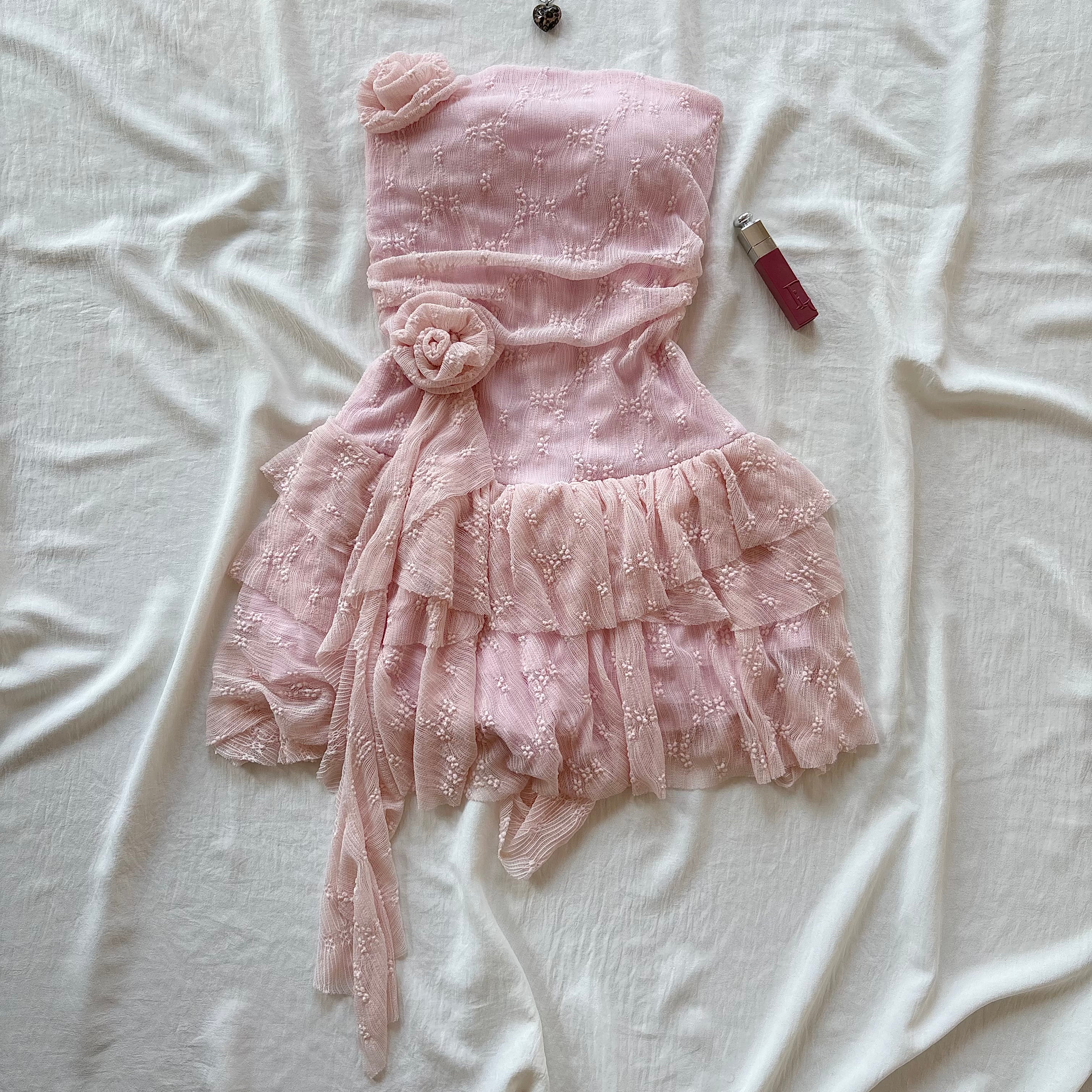 ROSE DRESS IN PINK (Bust : 28-32, Upper Waist : 22-28)