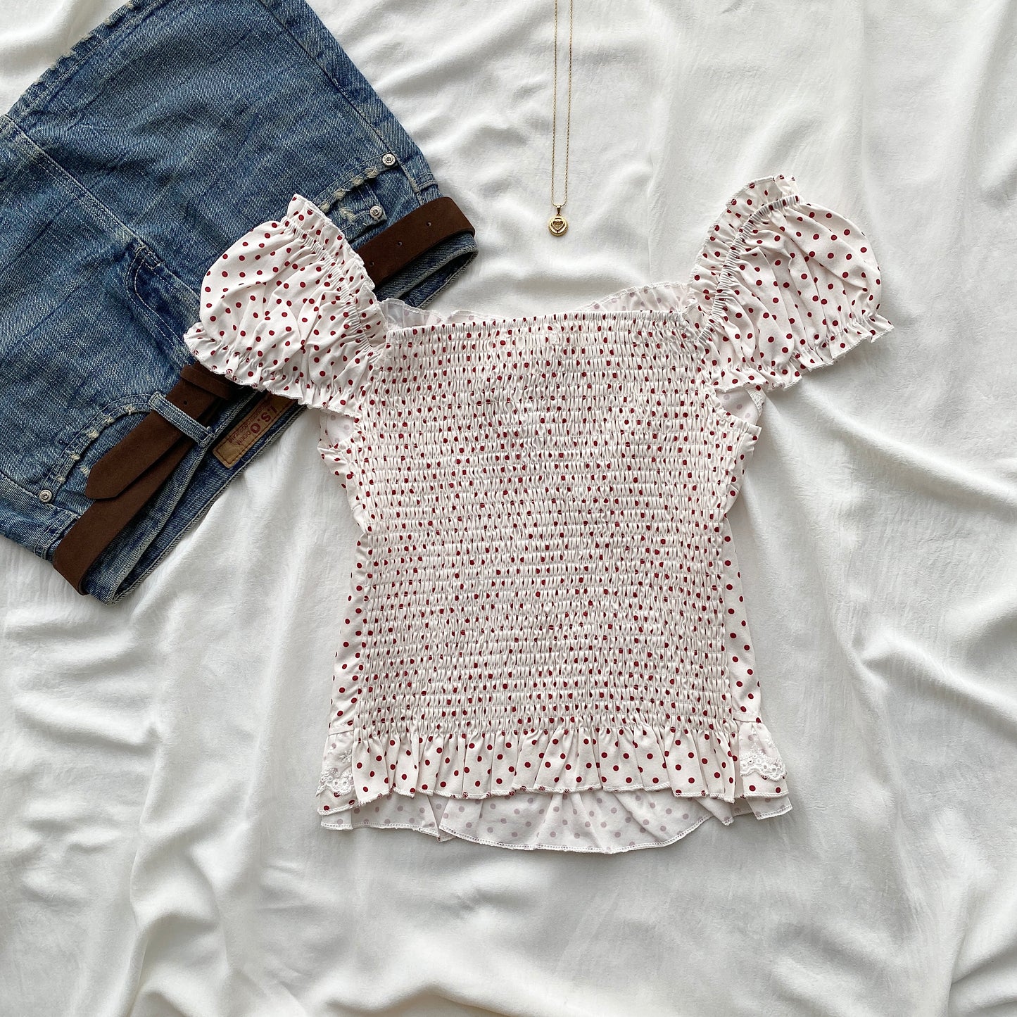 CHERRY POLKA DOT TOP (Bust : 30-34, Upper Waist : 26-32)