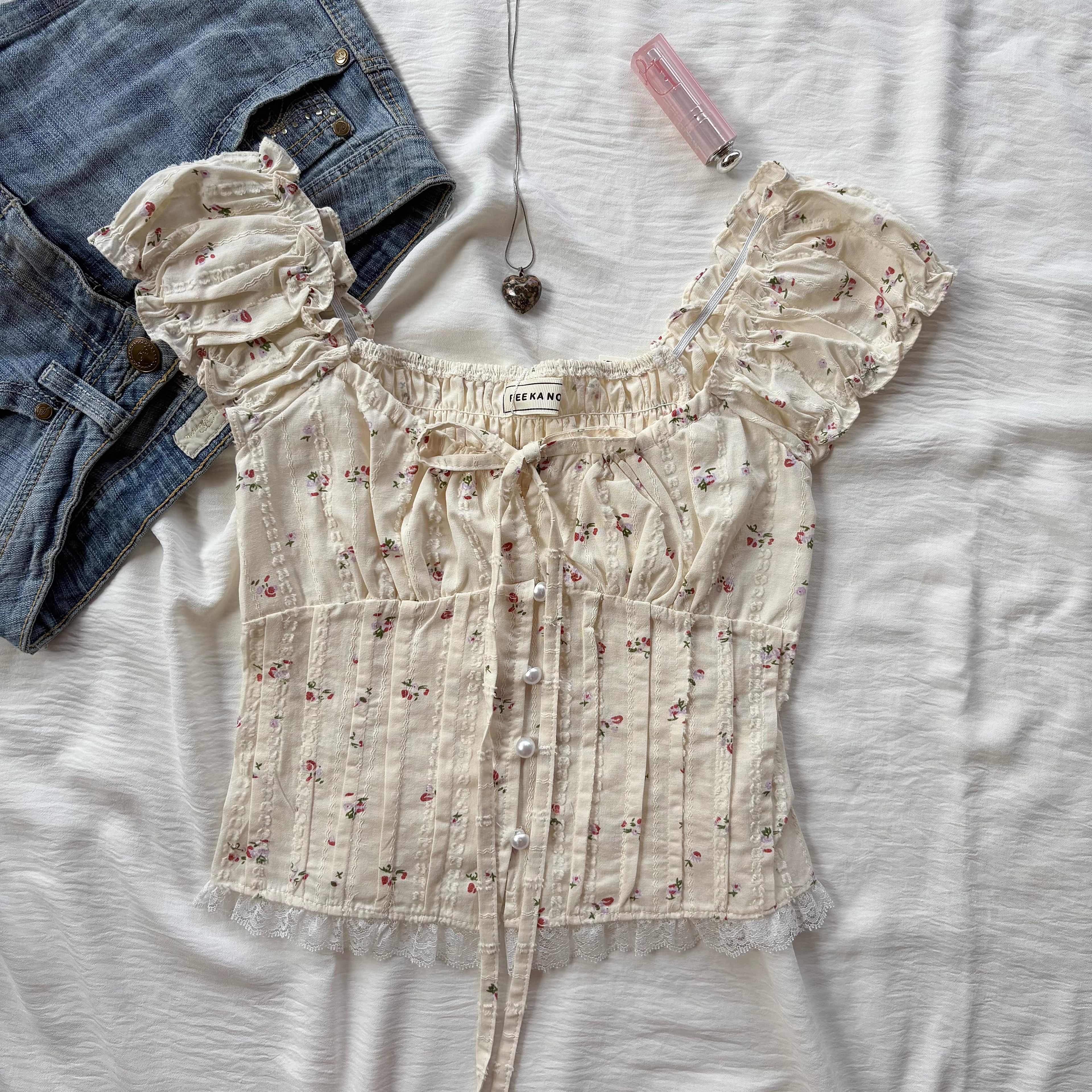 YELLOW FLORAL TOP (Bust : 28-34, Upper Waist : 24-28)