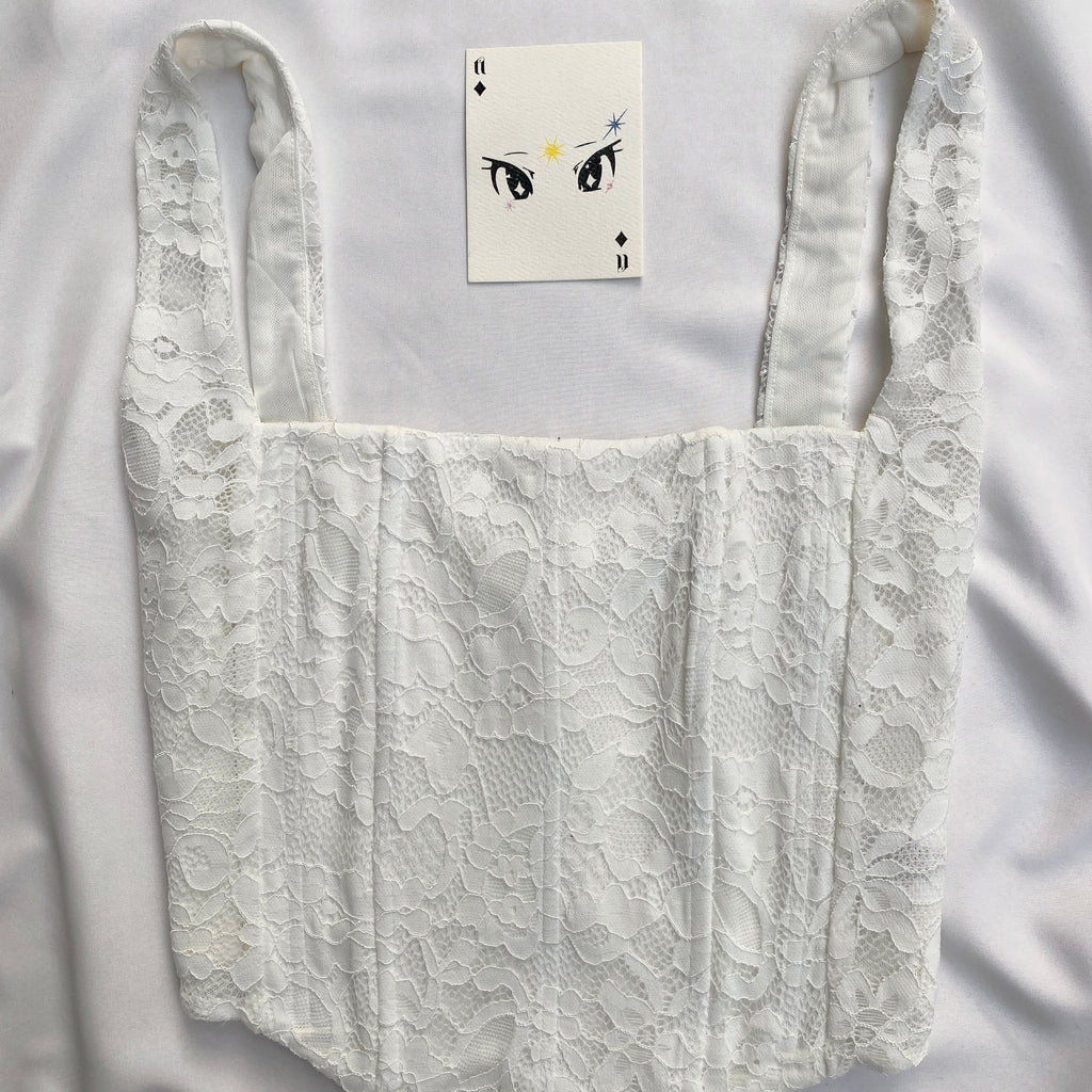WHITE LACE CORSET (Bust : 30-34, Upper Waist : 26-30)