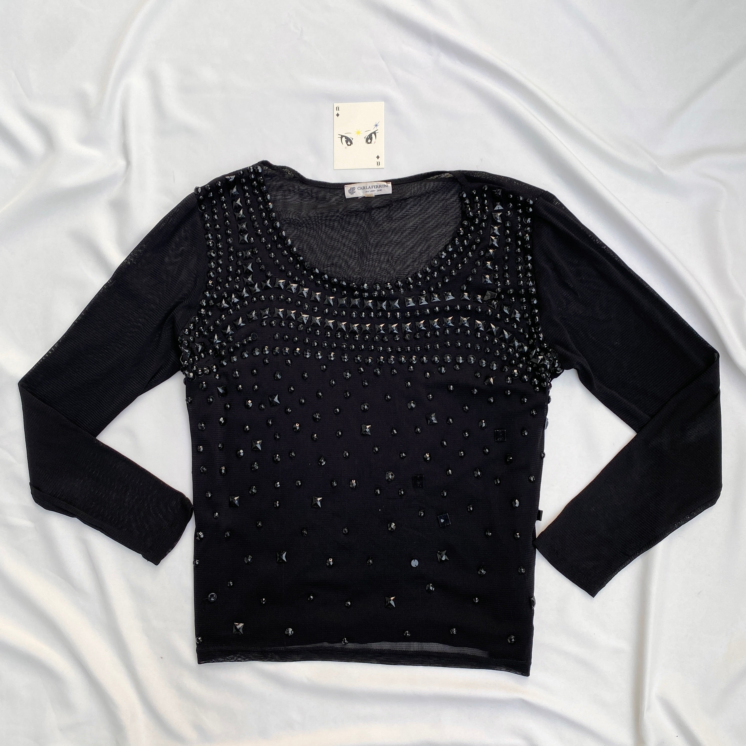 BLACK EMBELLISHED MESH TOP (Bust : 40-44, Upper Waist : 34-38)