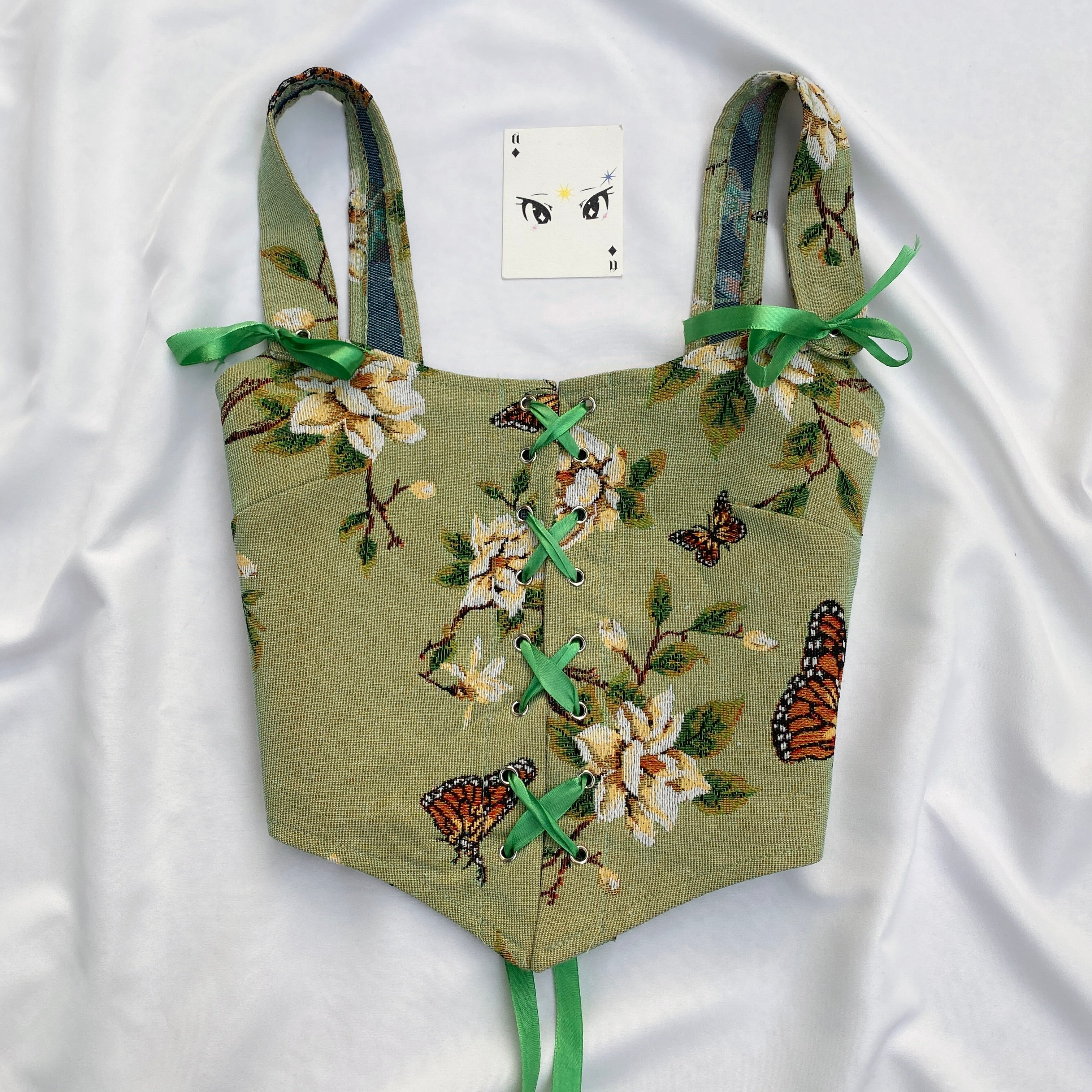 GREEN BUTTERFLY CORSET (Bust : 30-34, Upper Waist : 26-28)