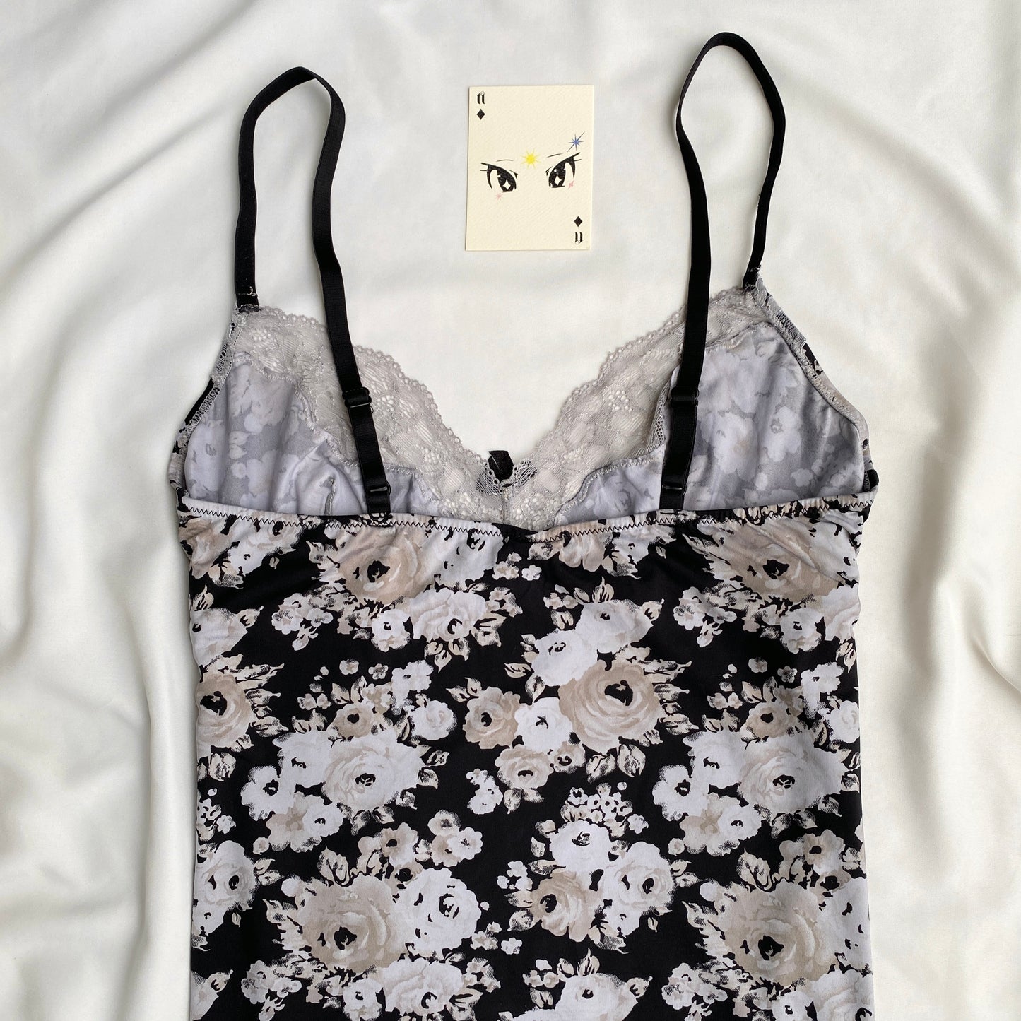 BLACK FLORAL CAMI TOP (Bust : 32-34, Upper Waist : 26-34)