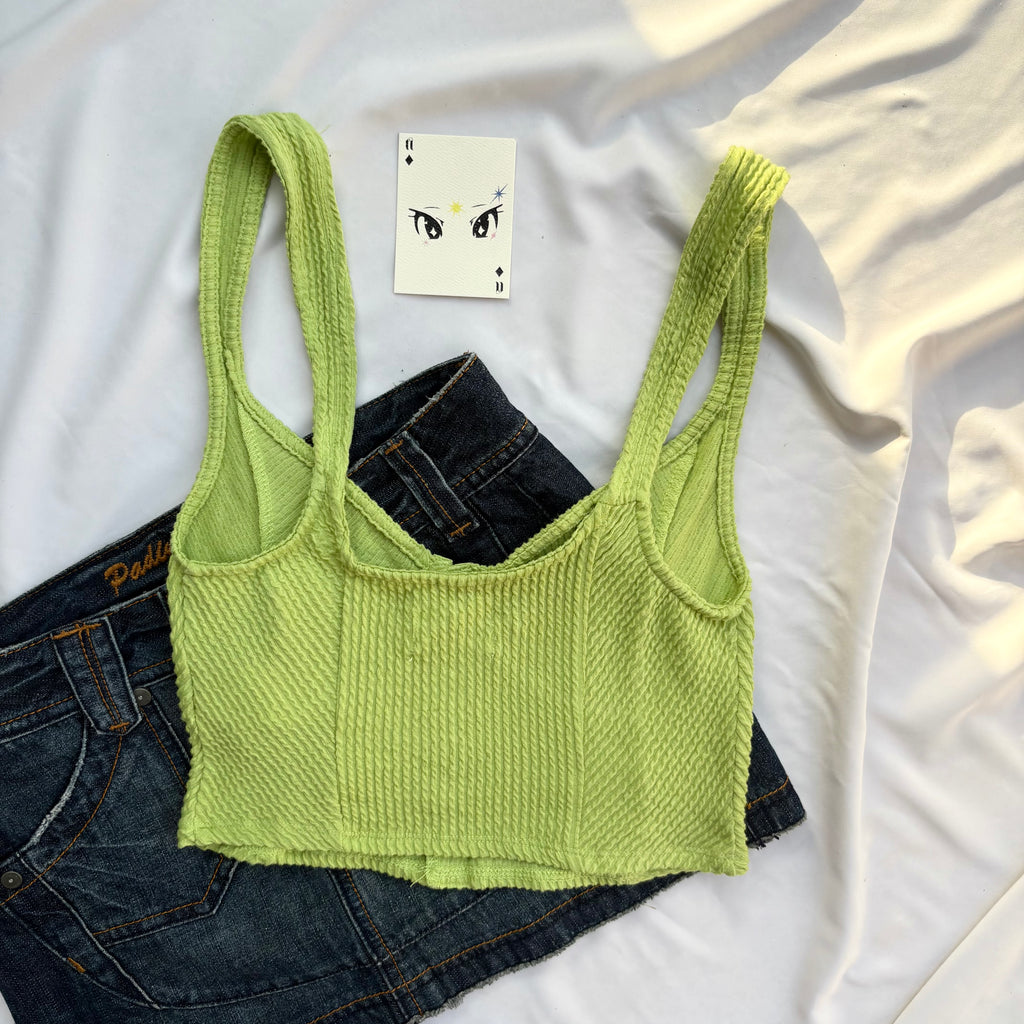 GREEN RIBBED TOP FROM URBAN OUTFITTERS (Bust : 30-34, Upper Waist : 24-28)