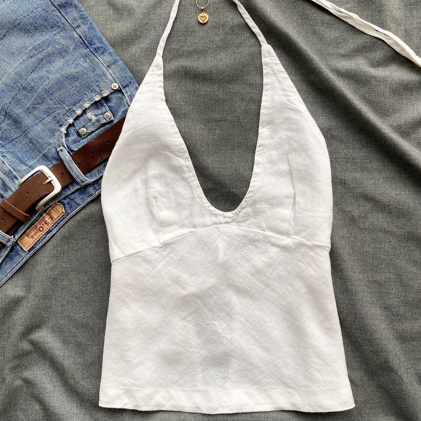 WHITE LINEN TOP (Bust : 28-32, Upper Waist : 23-28)