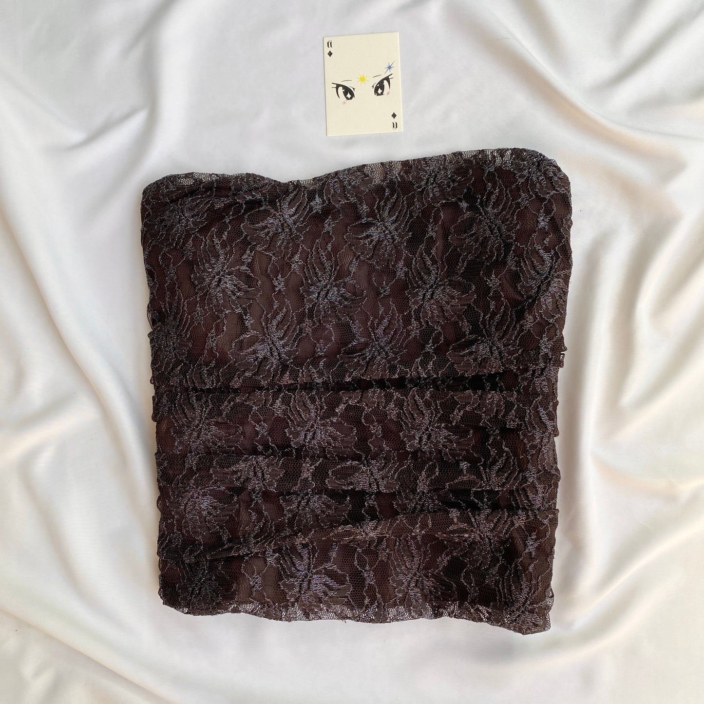BROWN LACE RUCHED CORSET (Bust : 34-36, Upper Waist : 30-32)