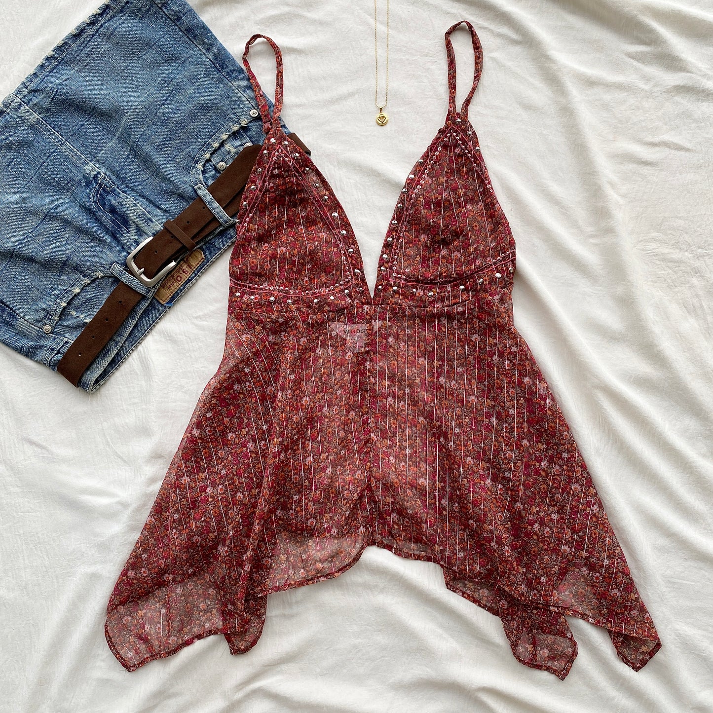 RED EMEBLLISHED TOP (Sizes available)